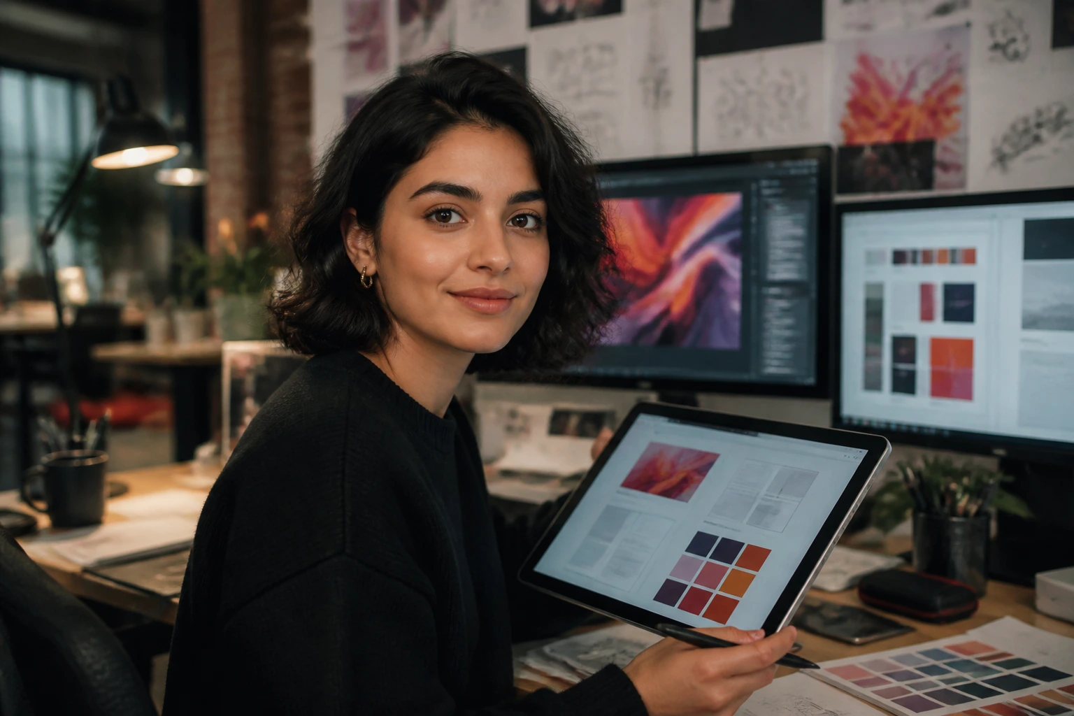 Close-up of a London UI/UX designer in a creative studio