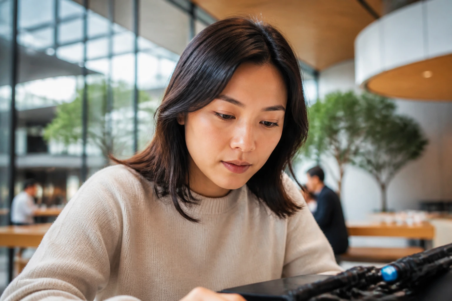 Close-up portrait of an Apple UK engineer in a Battersea-style campus