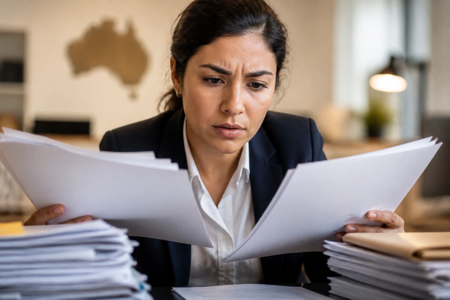 Concerned professional highlighting common application mistakes