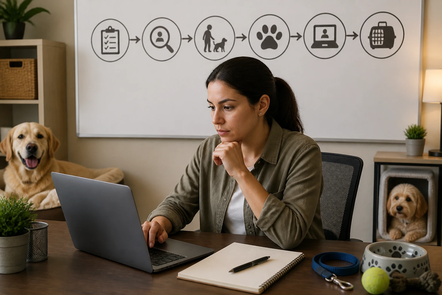 Professional planning session for week-by-week pet-care applications