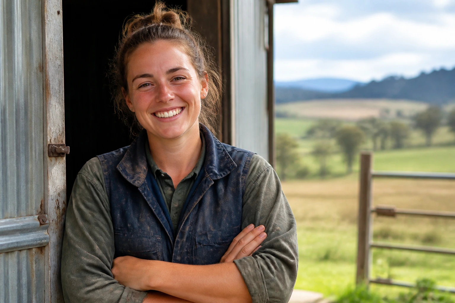 Portrait of a real person in a rural setting ready to approach farmers