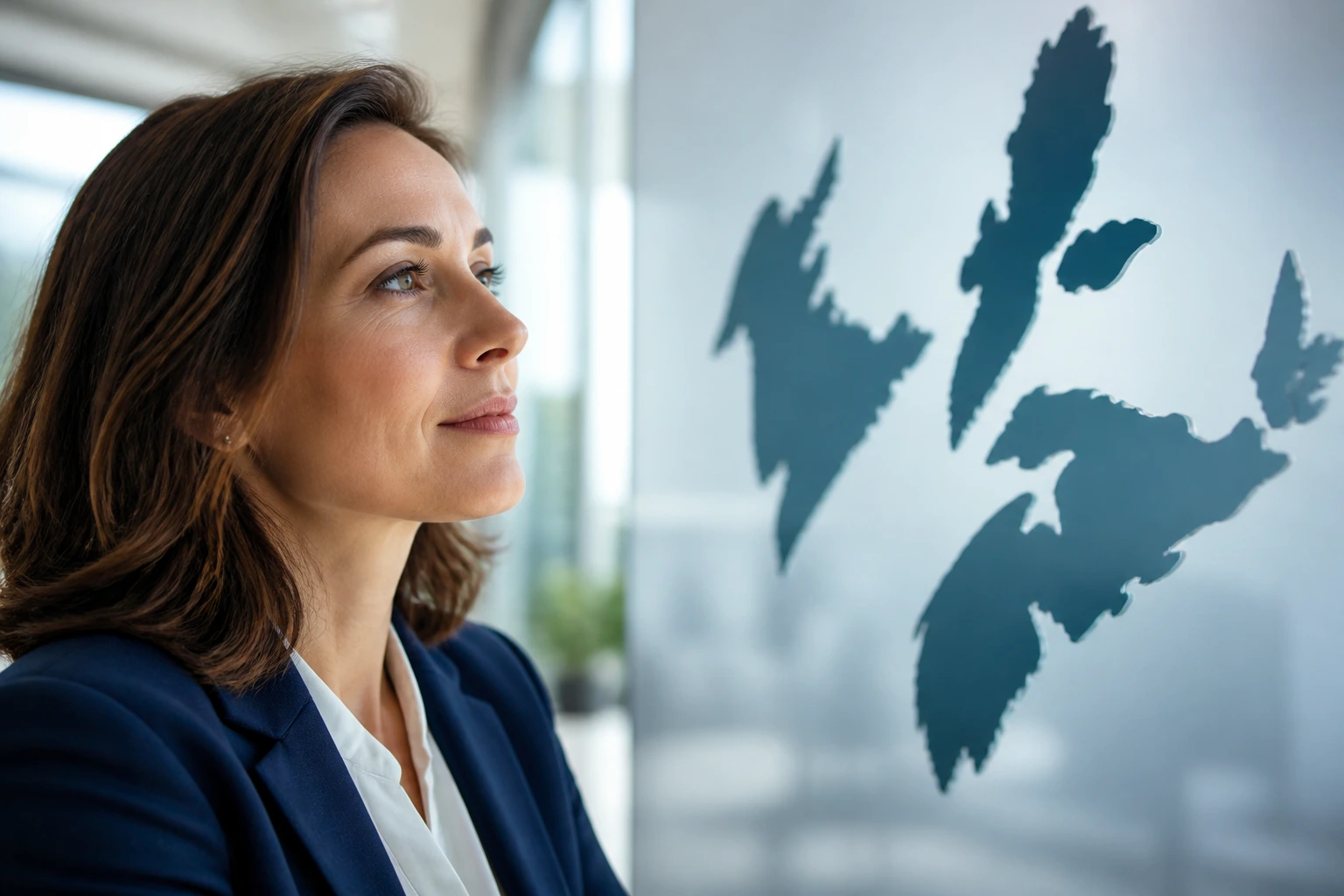 Professional portrait with map silhouette of Atlantic Canada in background