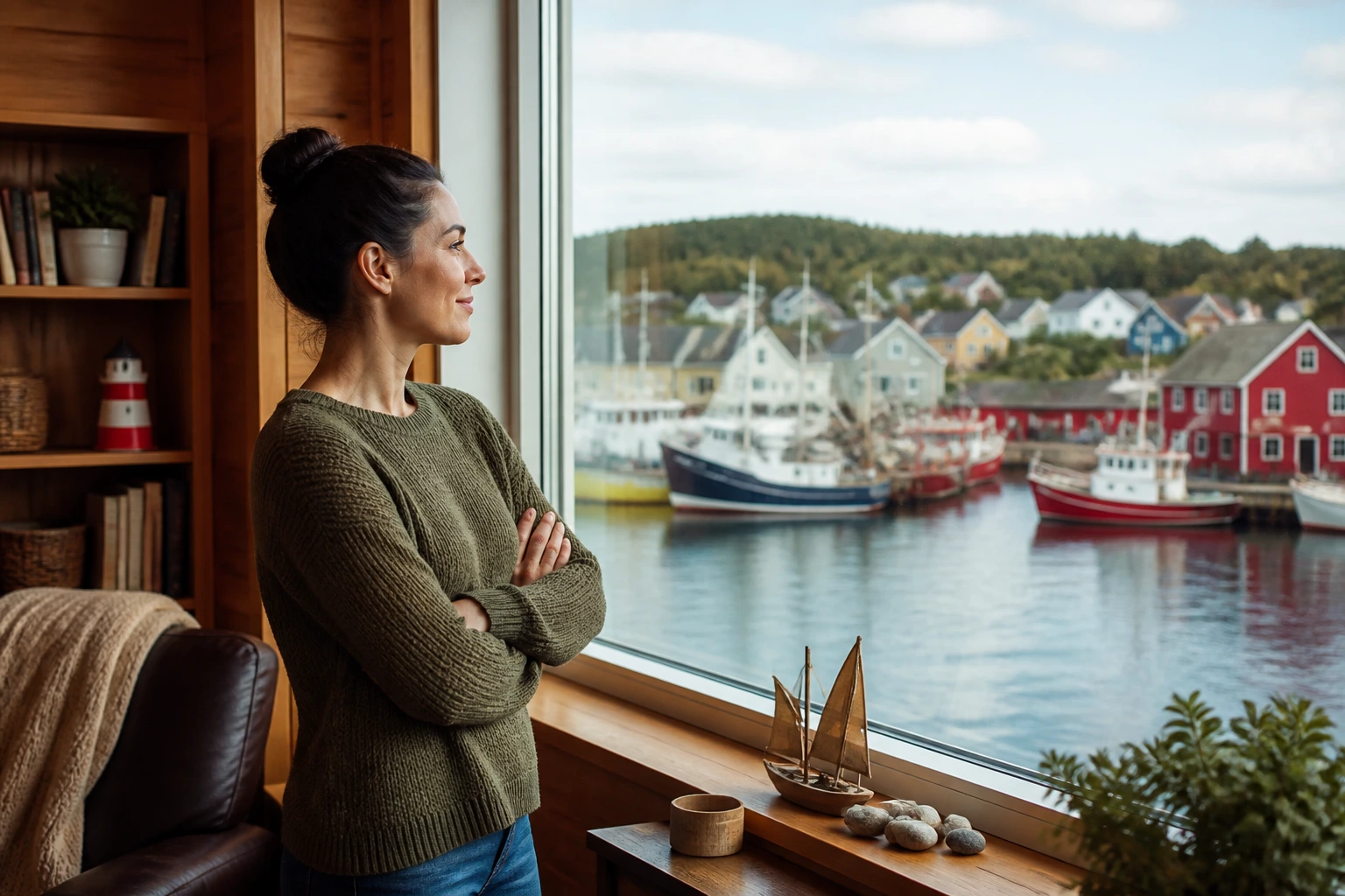 Portrait by a harbor-view window illustrating Atlantic Immigration Program