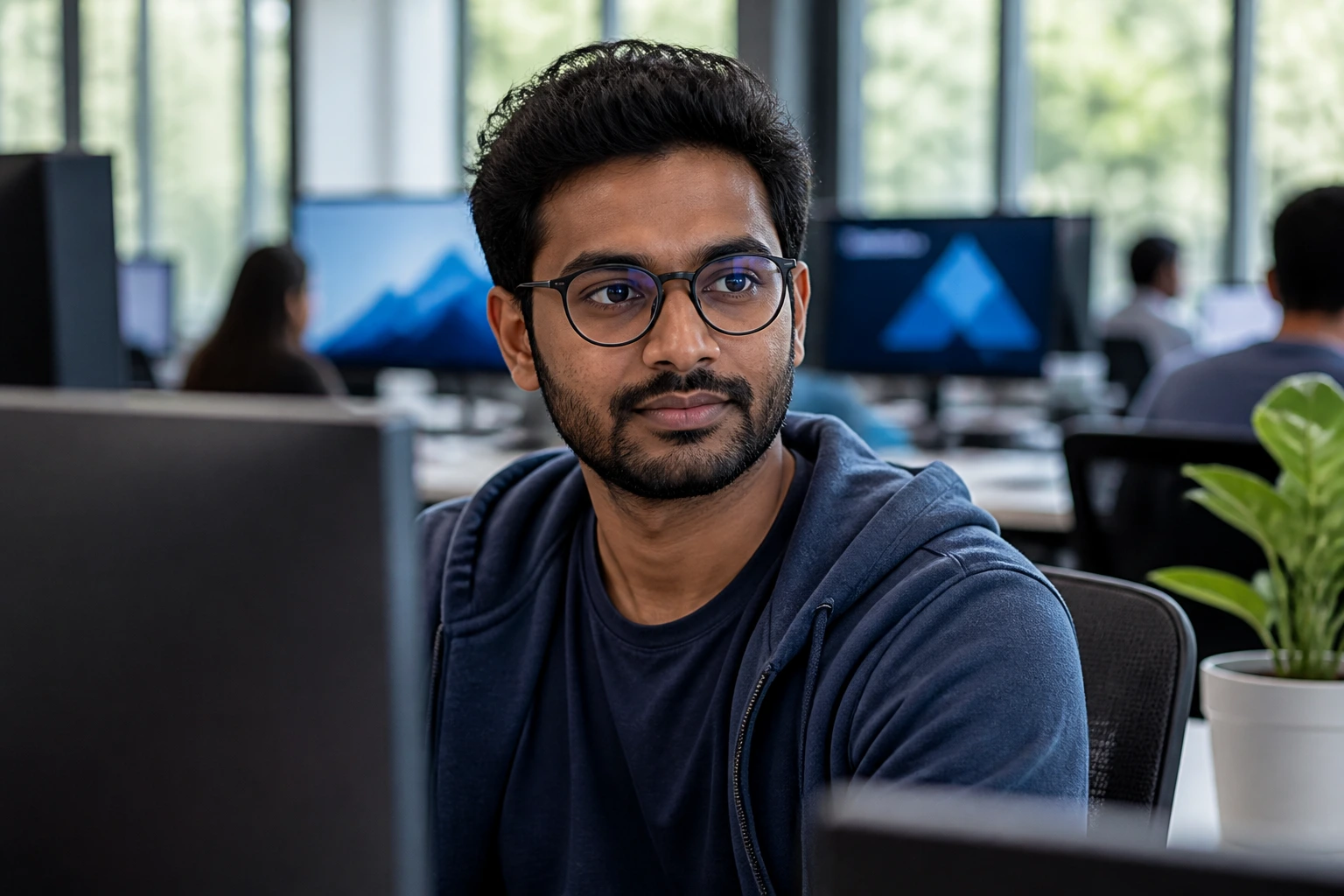 Software engineer in a modern office representing Atlassian