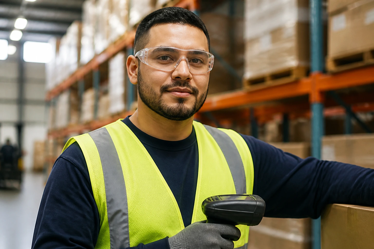 Warehouse worker showing key skills and readiness to learn