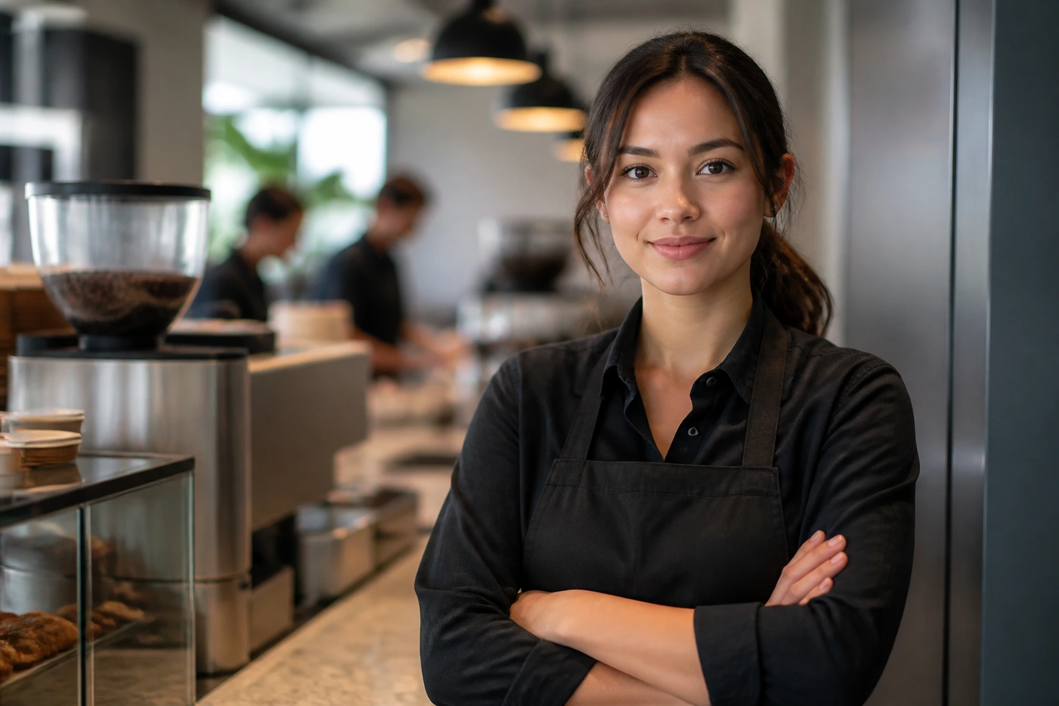 Barista portrait in a modern cafe interior