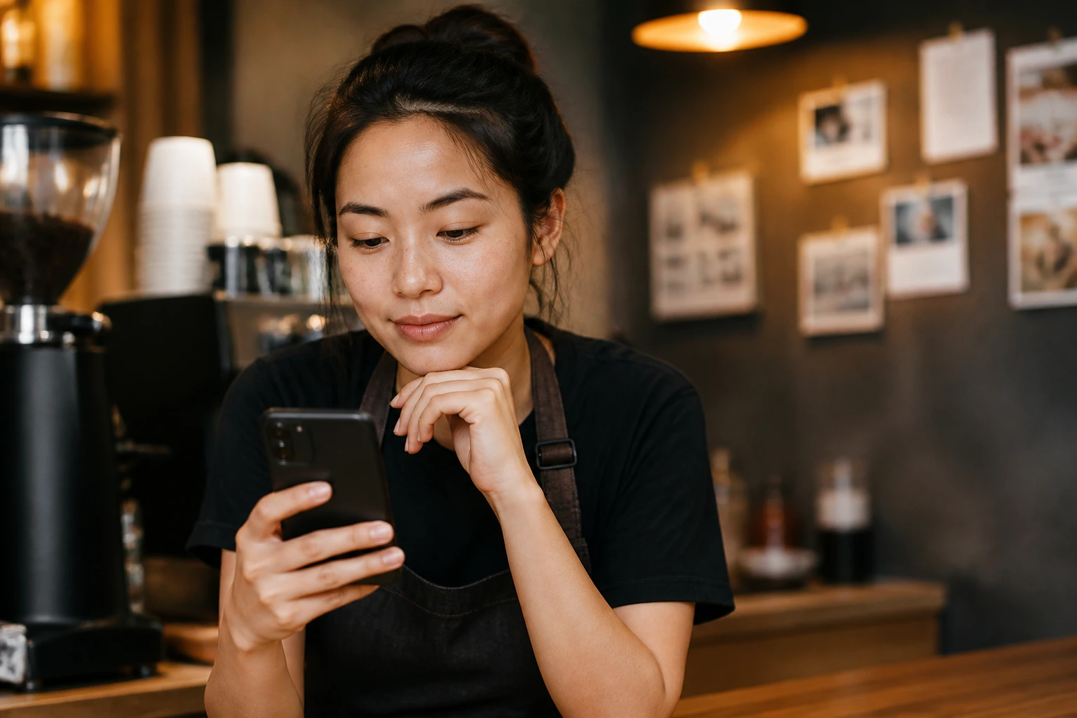 Portrait of a real person in a cafe seeking sponsorship
