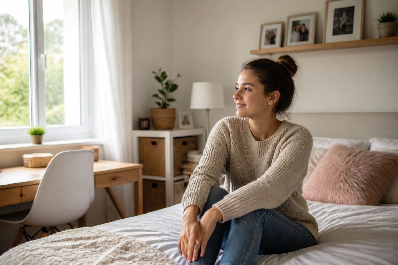 Real person in private bedroom illustrating bedroom rules and time off