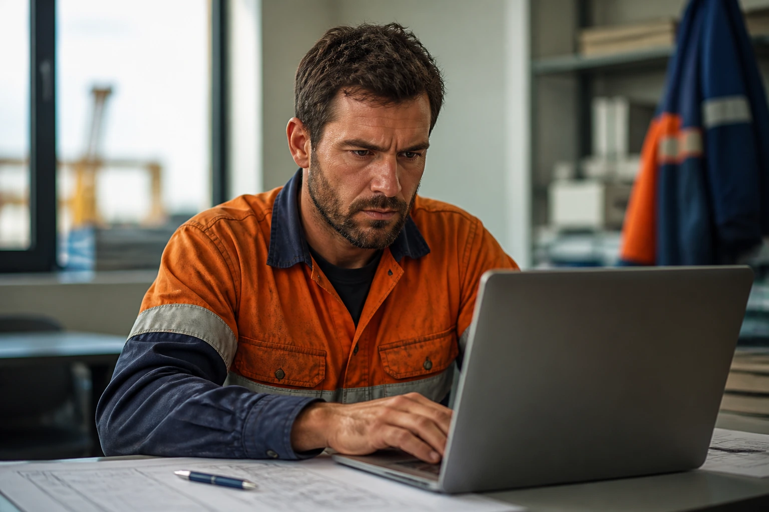 Boilermaker reviewing CV prep in an office