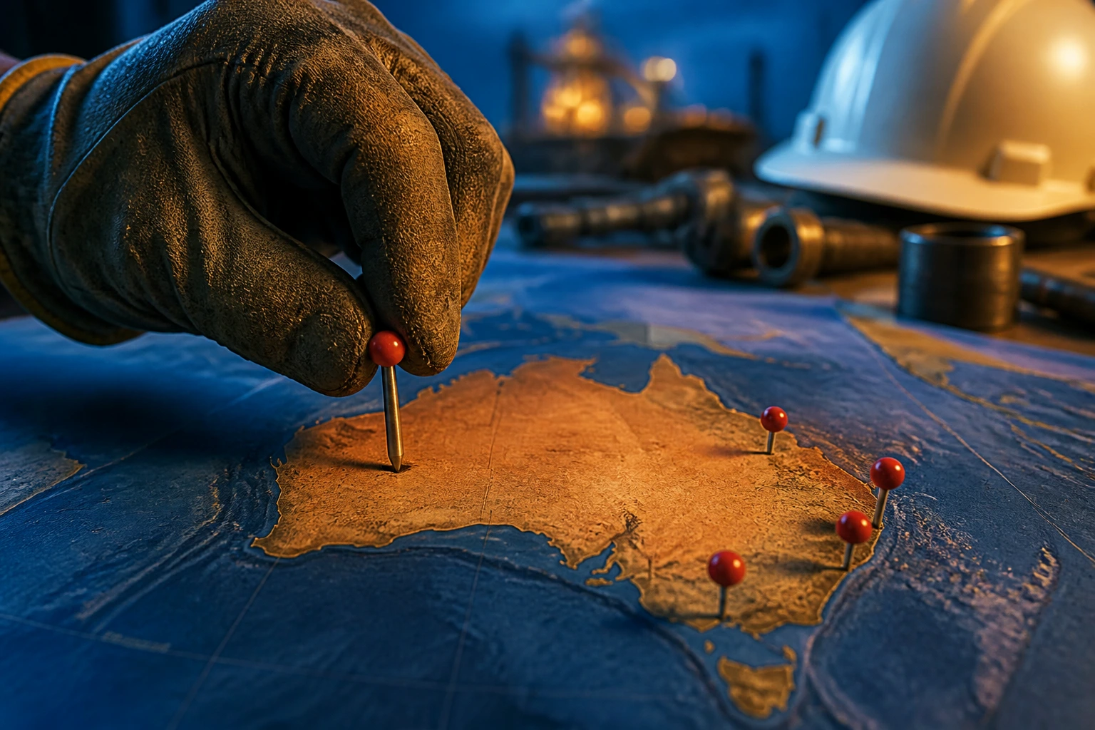 Hand placing a pin on a world map representing boilermaker geographic hotspots