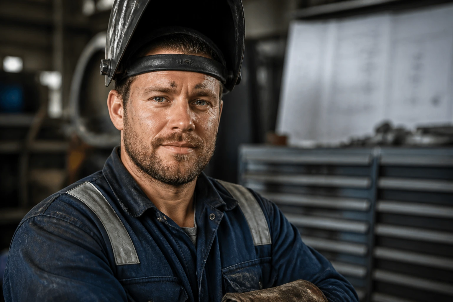 Boilermaker in workshop during recognition process