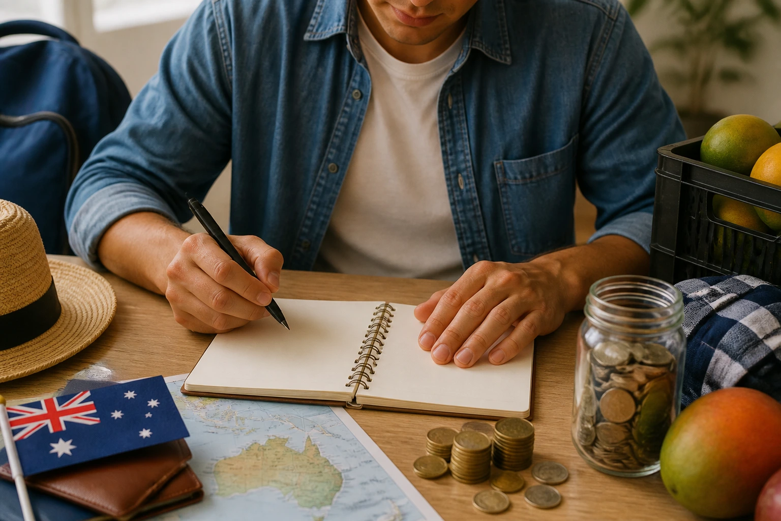 Person planning budget and travel costs at a desk