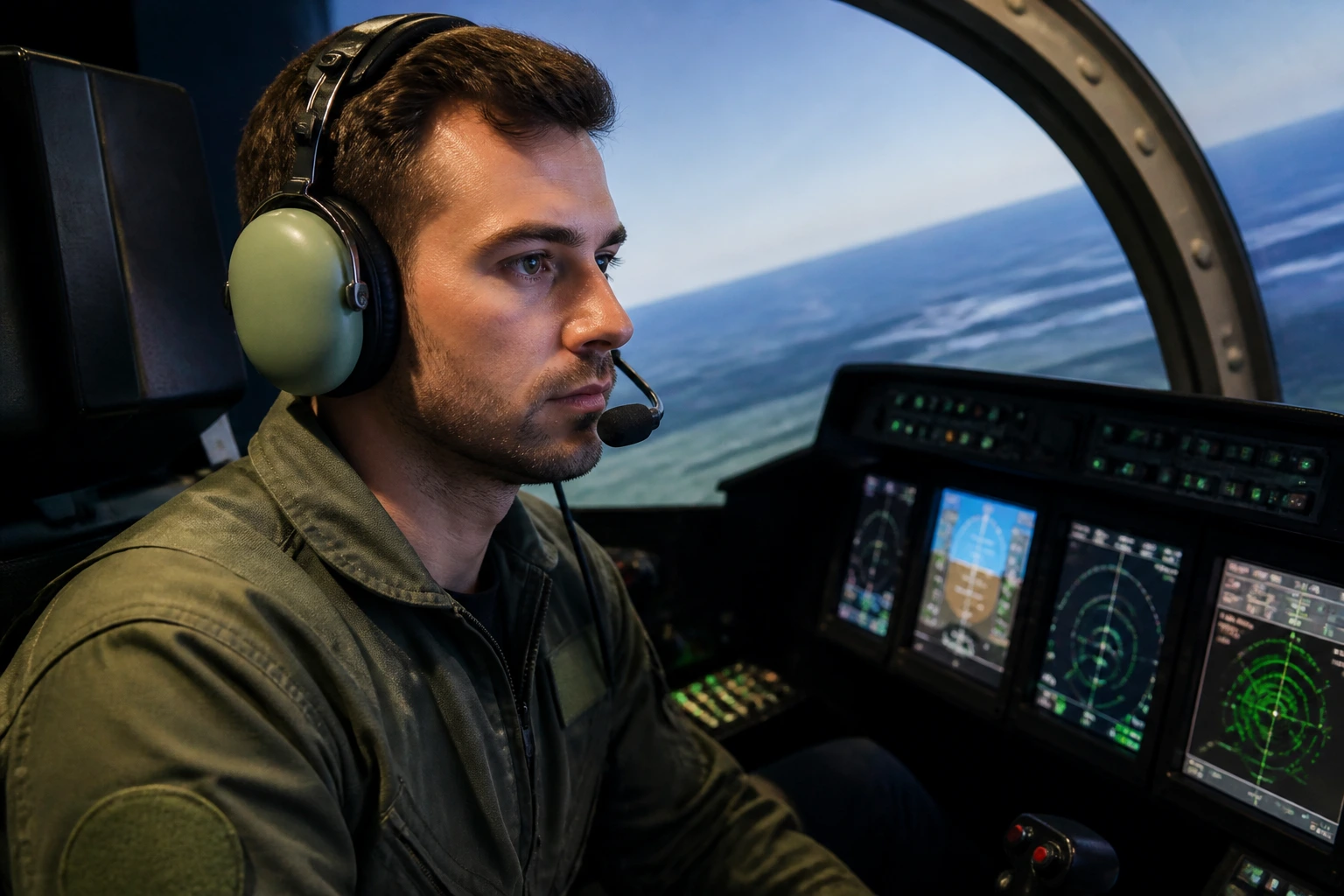 Portrait of a simulation engineer in a flight simulator environment