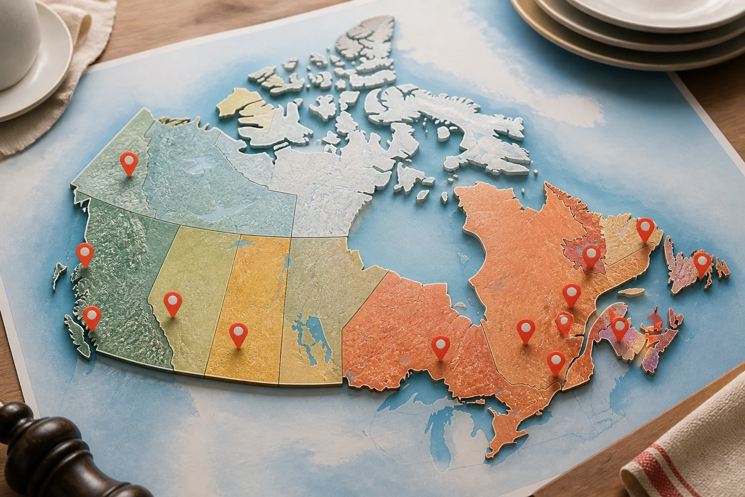Canada map with highlighted regions indicating sponsorship hotspots