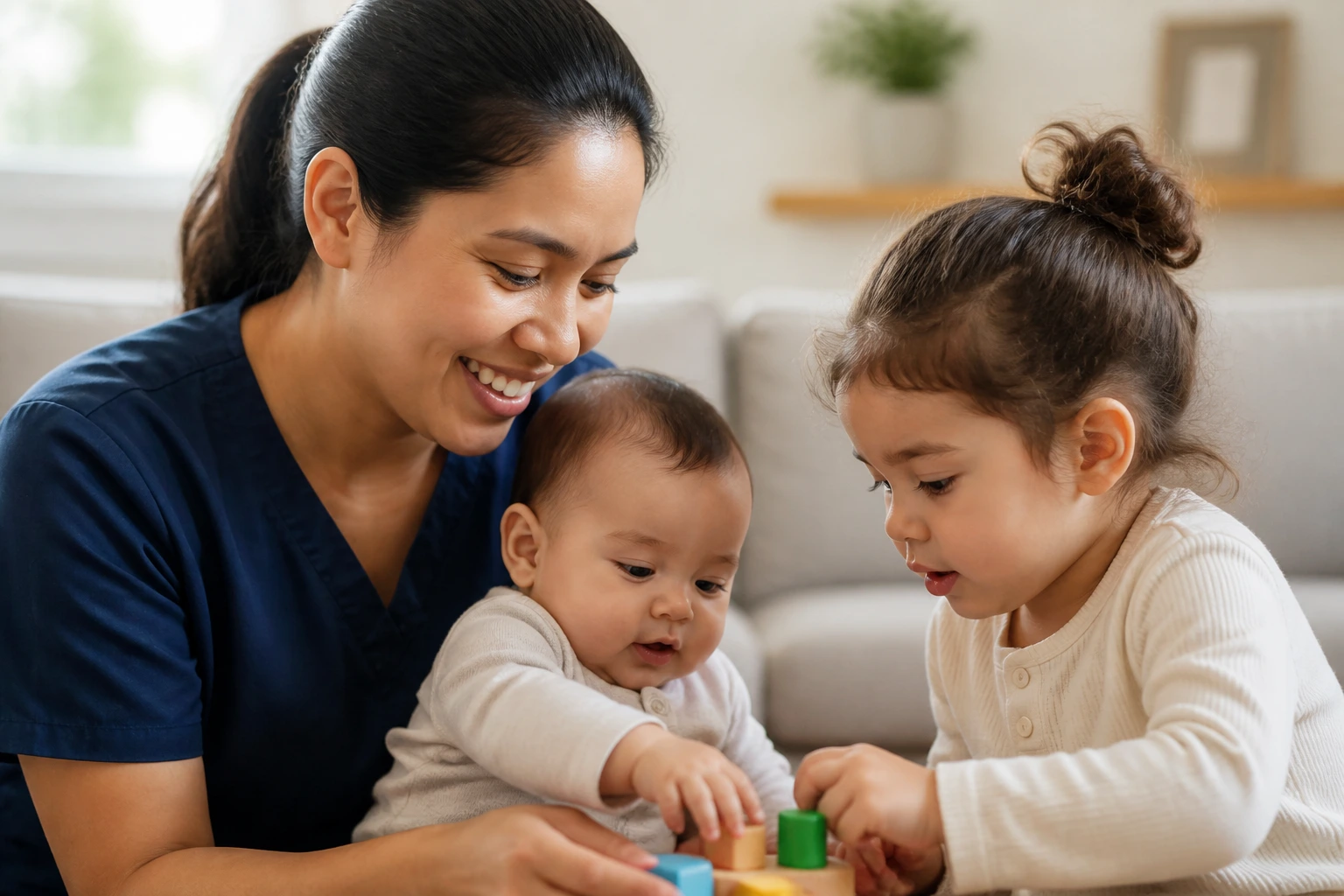 Close-up portrait of a real person in a cozy home environment representing how families qualify to hire a foreign live-in nanny
