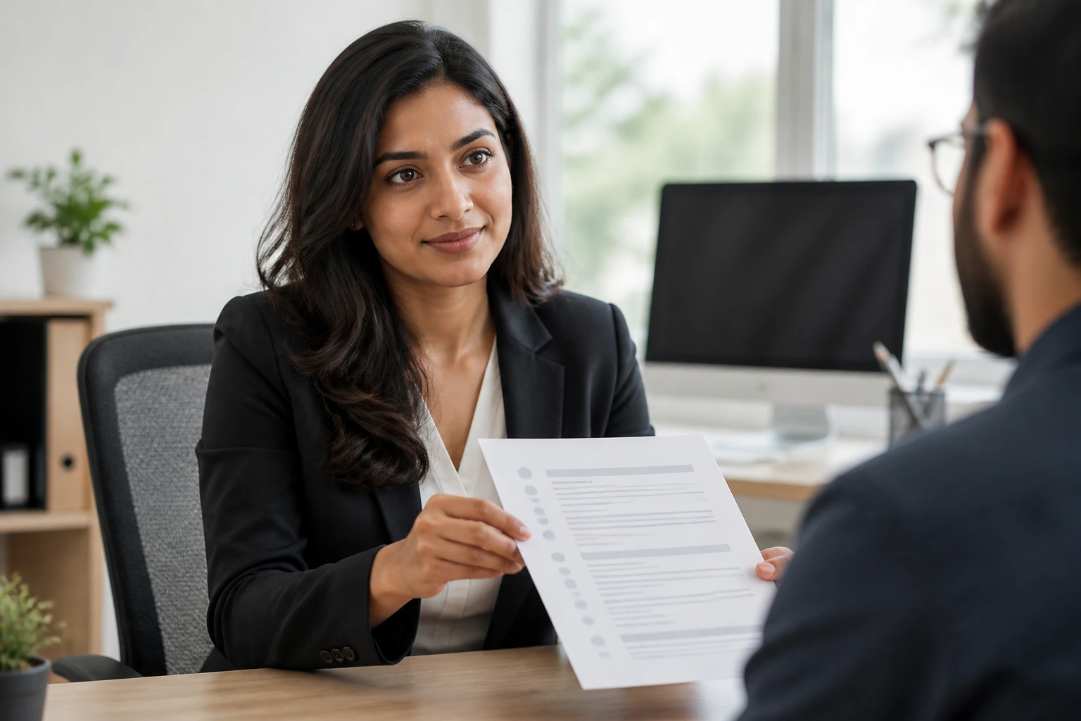 Professional portrait in a clean office about resume tailoring