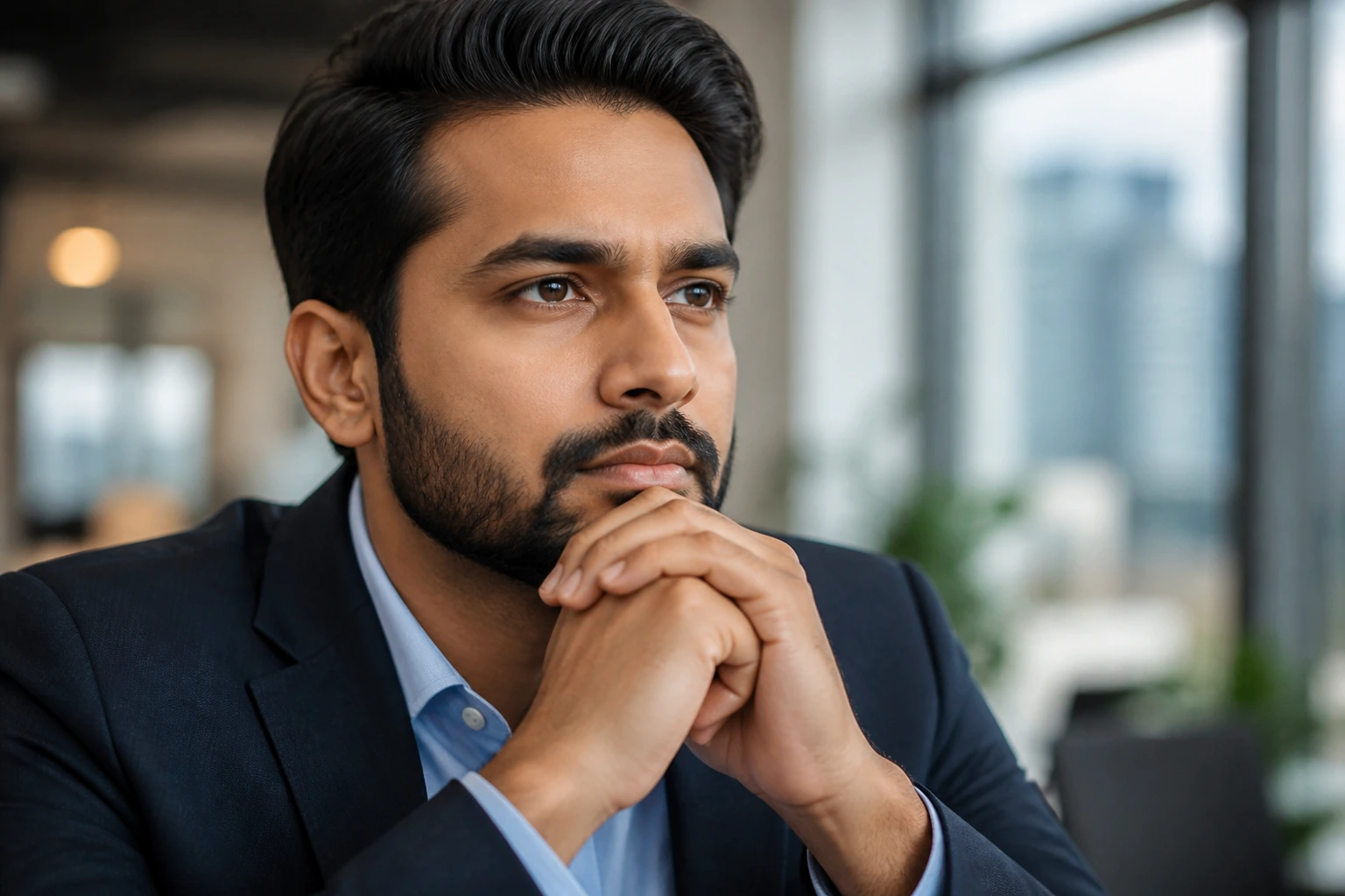 Close-up portrait of a candidate highlighting interview readiness and clarity