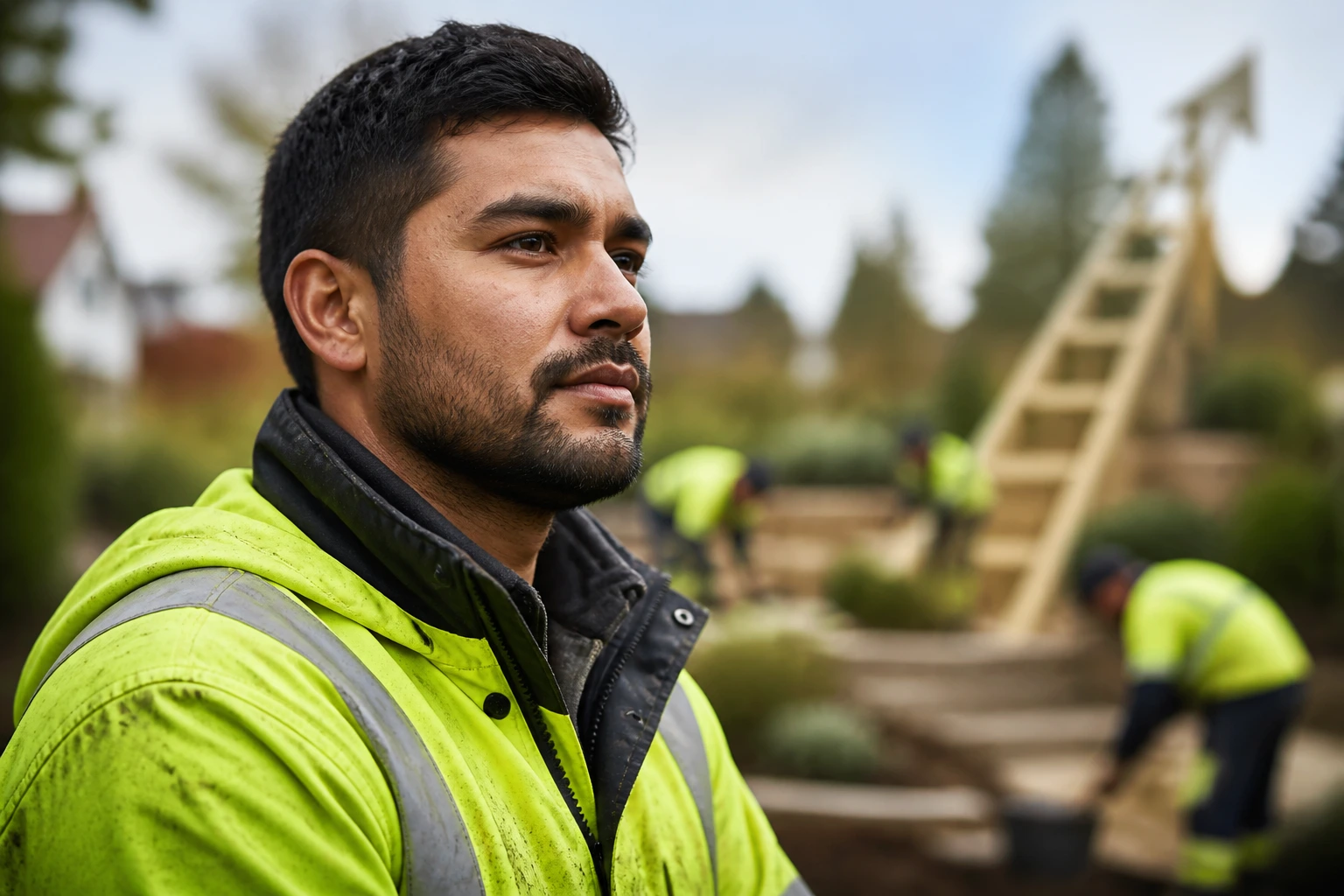 Determined landscaper on site representing career progression