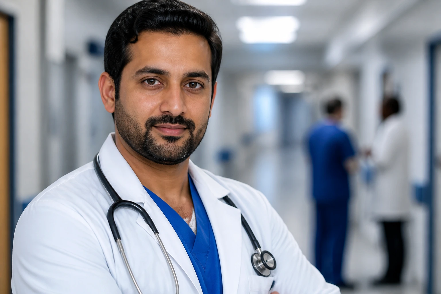 Portrait of a doctor representing career progression options in the NHS