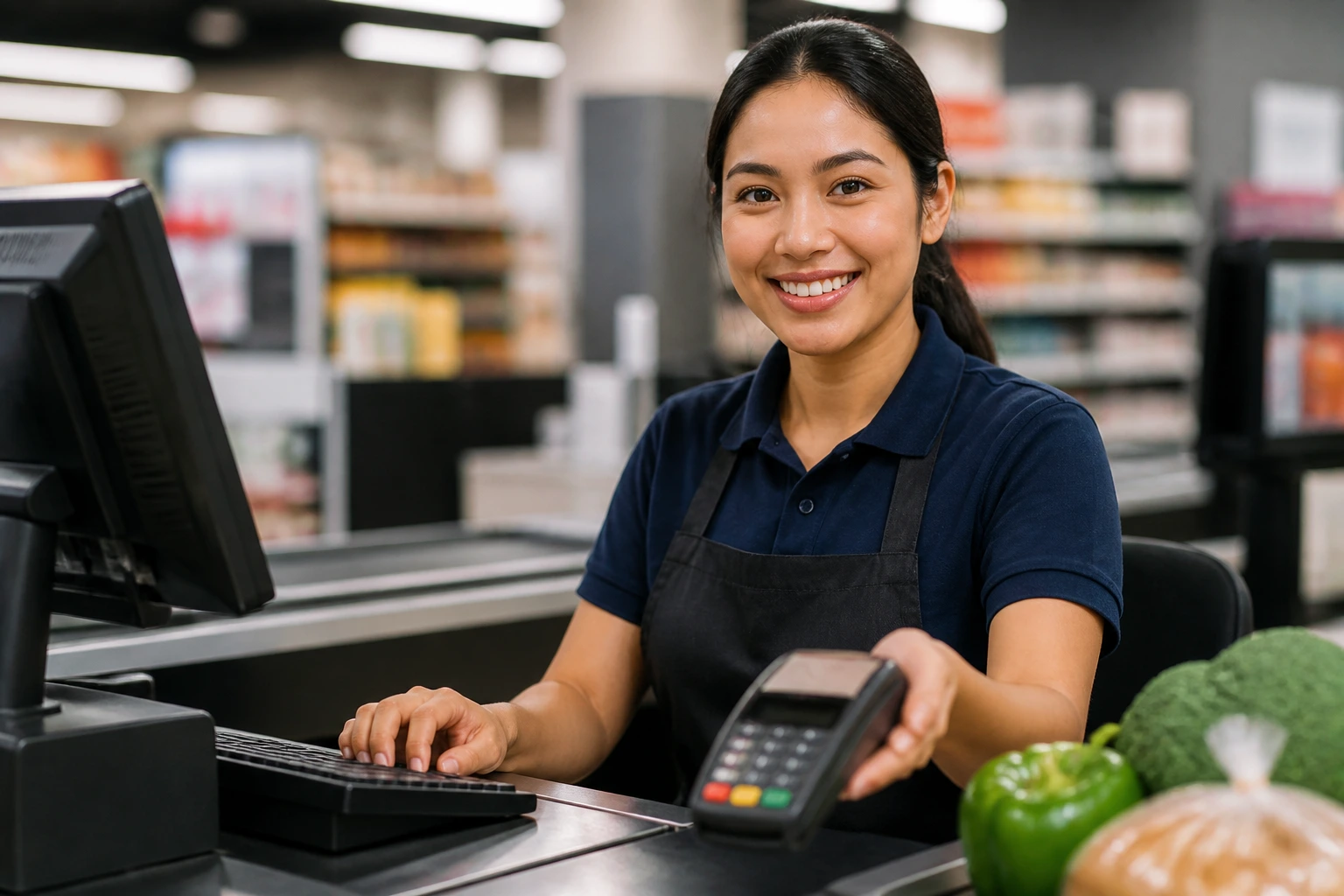Portrait of a cashier candidate illustrating key hiring skills