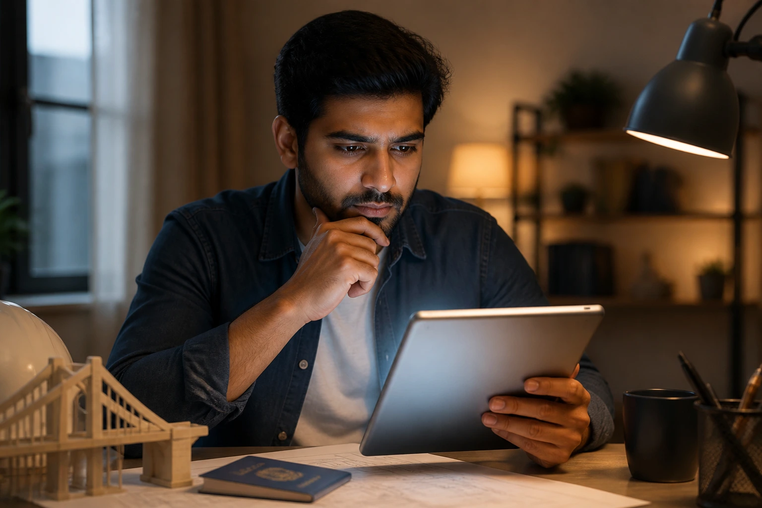 Person reviewing steps after sponsorship with a digital device