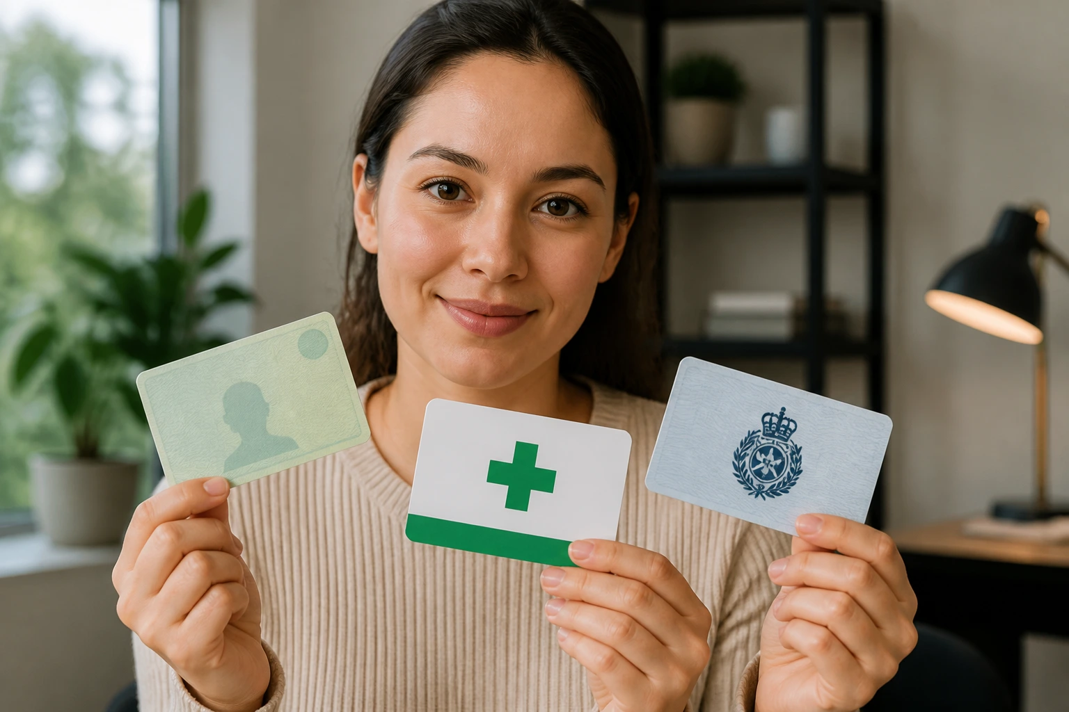Caregiver candidate portrait in a setting suggesting required checks