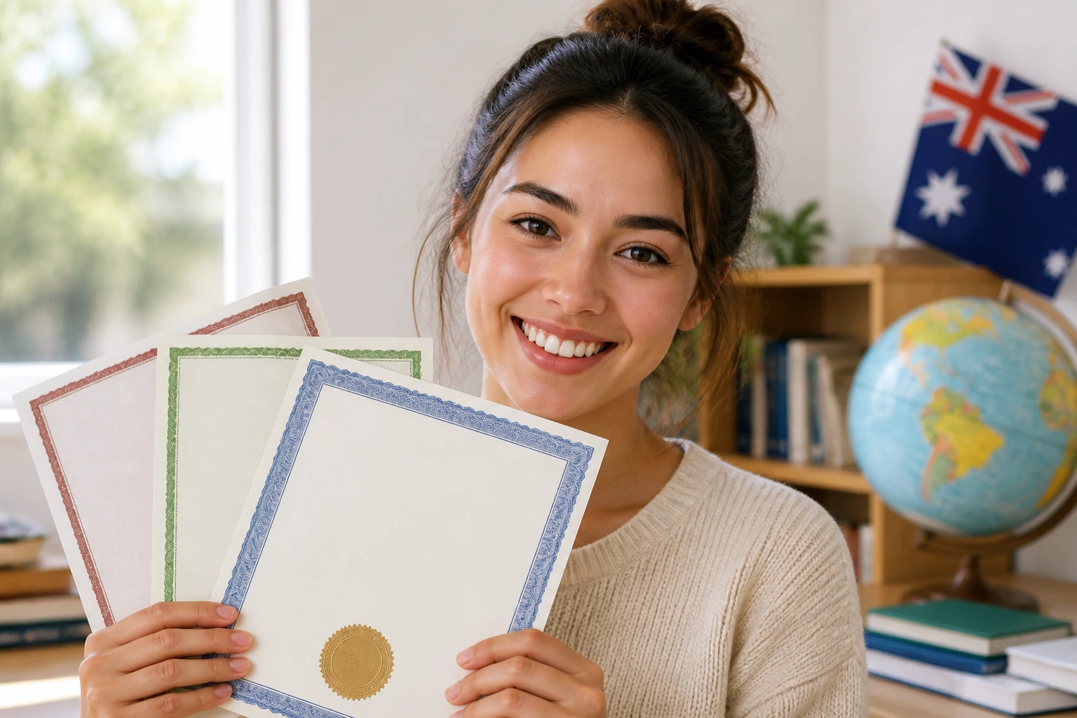 Caregiver candidate portrait highlighting credentials and overseas experience