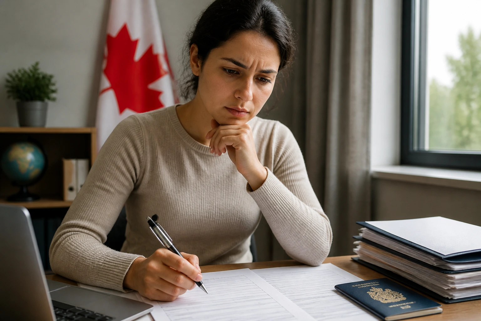 Person evaluating blank forms to avoid common citizenship pitfalls