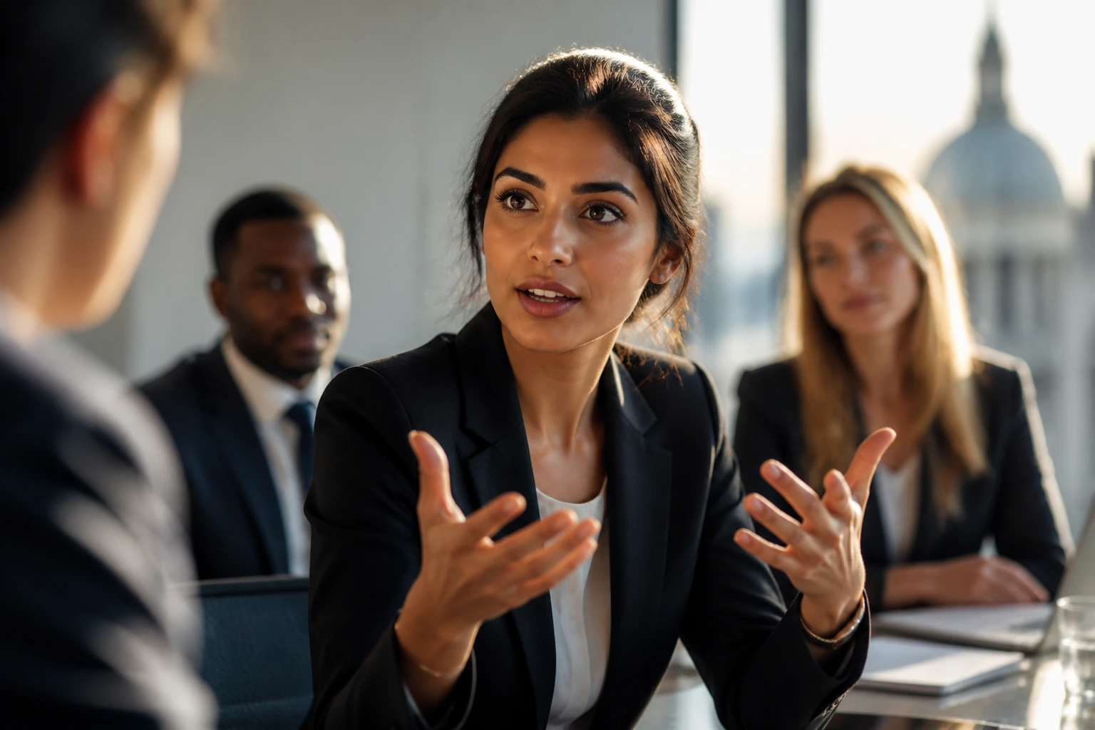 Close-up portrait of a professional in a modern office, illustrating Mastering Business Communication in UK interviews