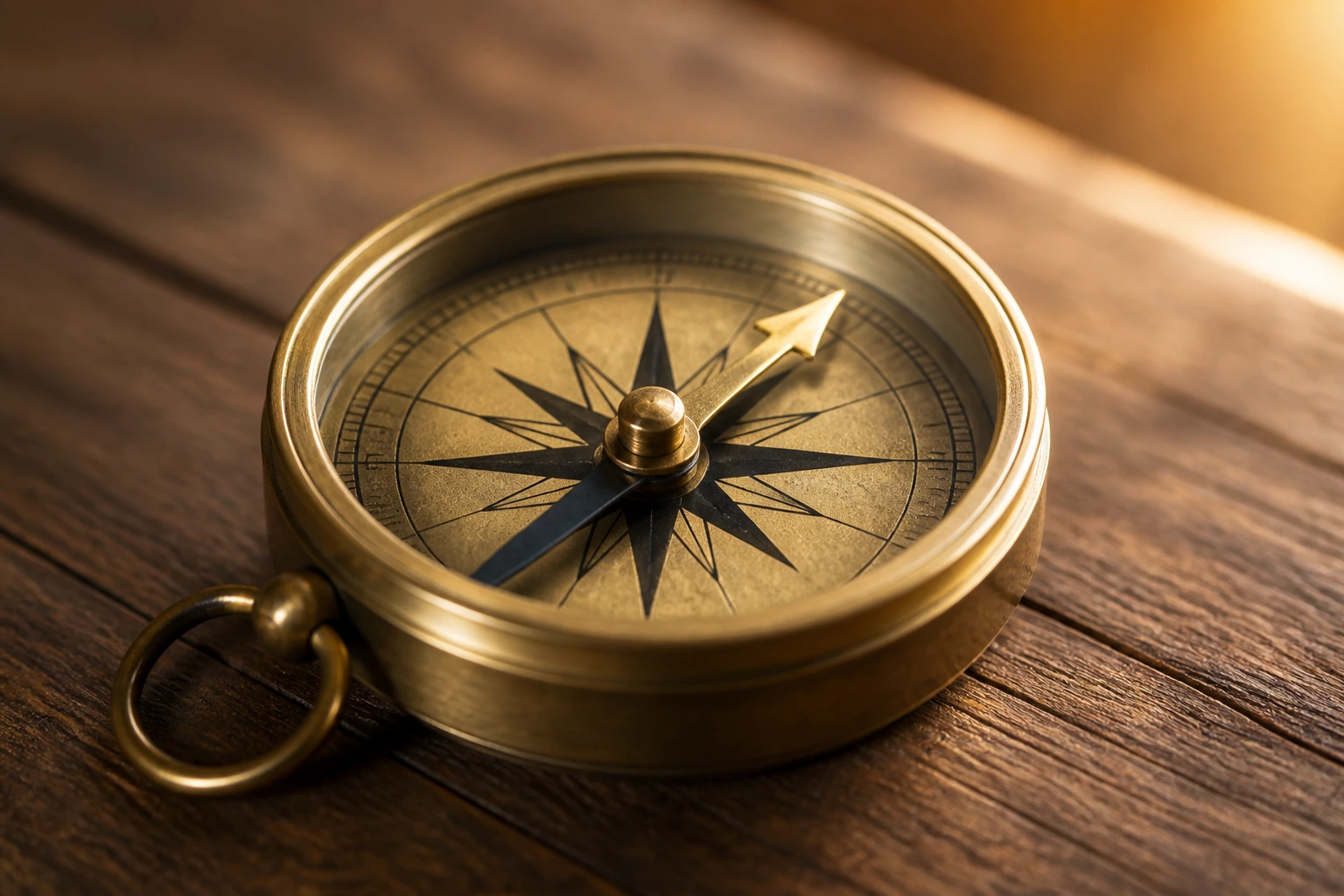 Close-up of a compass on a wooden desk symbolizing routes when sponsorship is unavailable