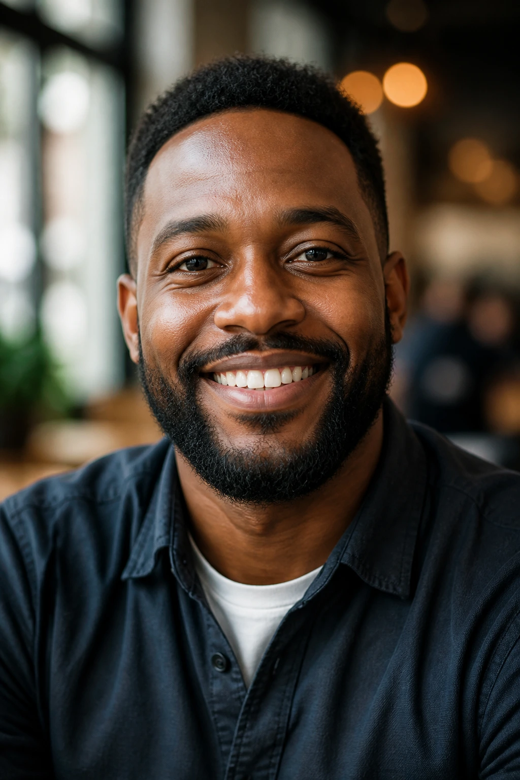 Close-up portrait of a real person in a warm indoor setting representing conclusion