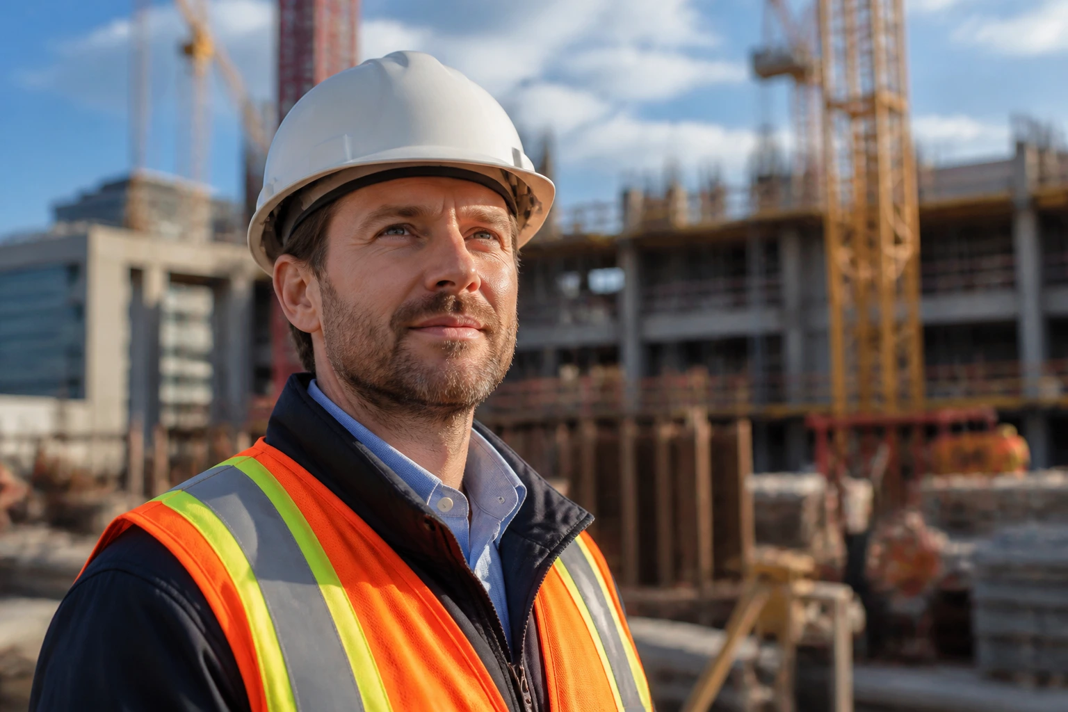 Construction manager on a large EllisDon project site.