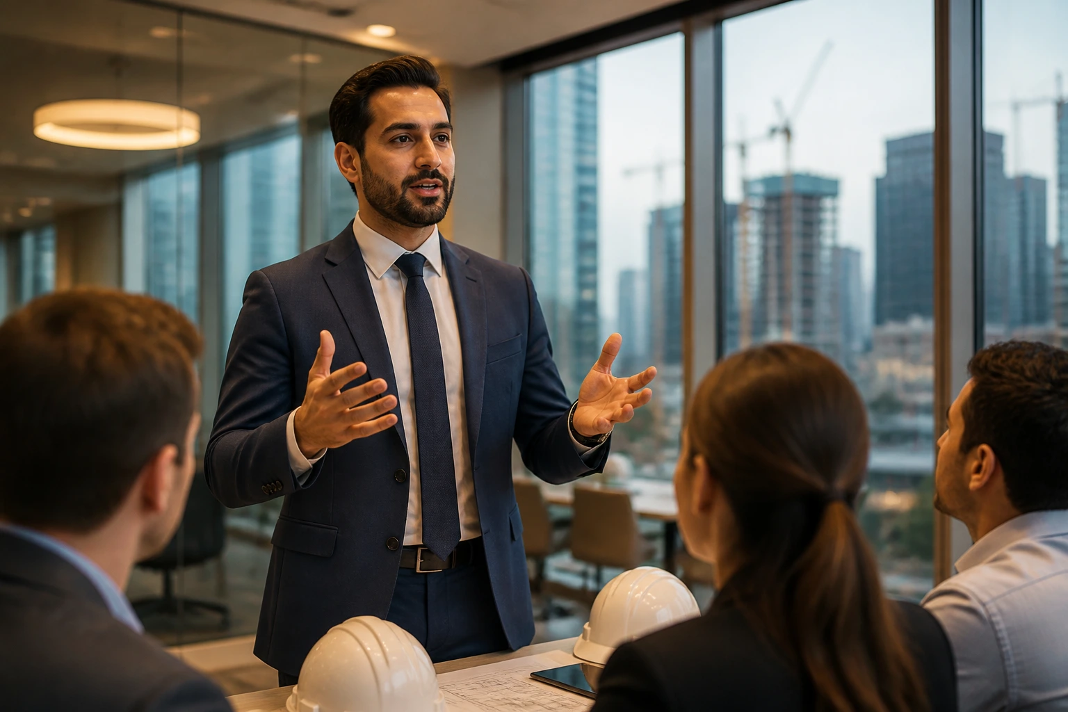 Recruiter in a modern office focusing on sponsorship-focused firms.