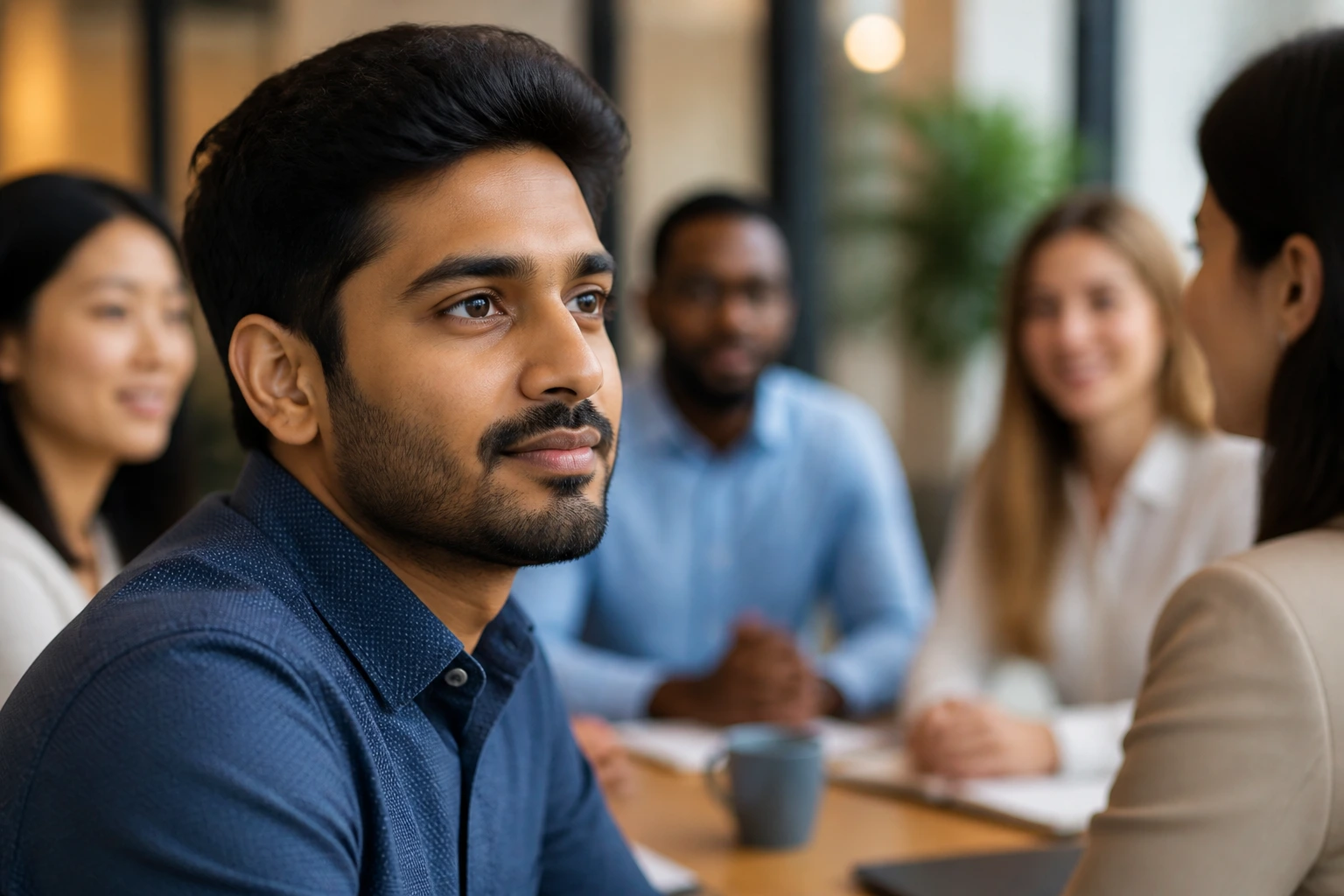 Professional in a diverse team meeting