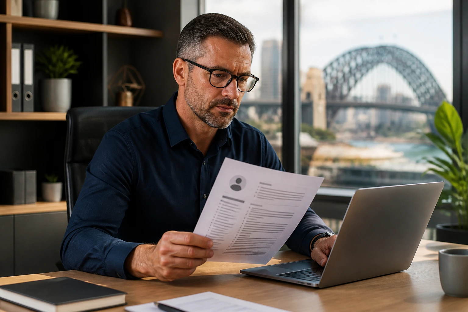 Portrait of a senior data engineer in an Australian office, representing CV tailoring.