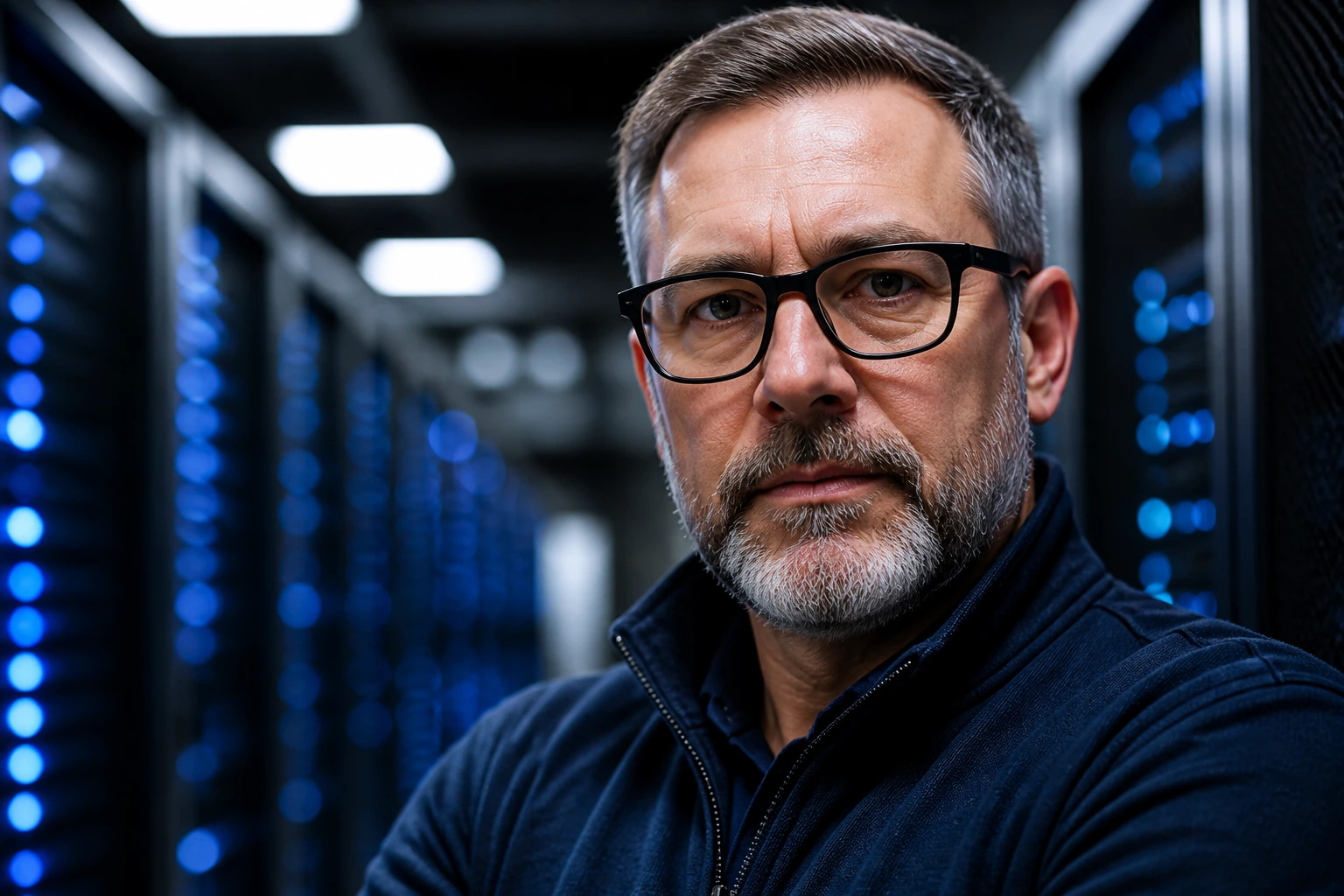 Close-up portrait of a cybersecurity professional in a data center showing Canada’s high demand for skilled experts
