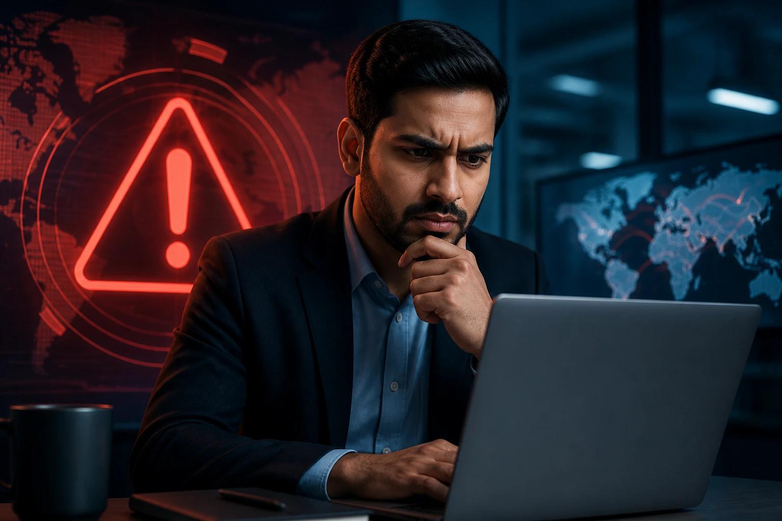 Professional detects red flags in recruitment with warning icon