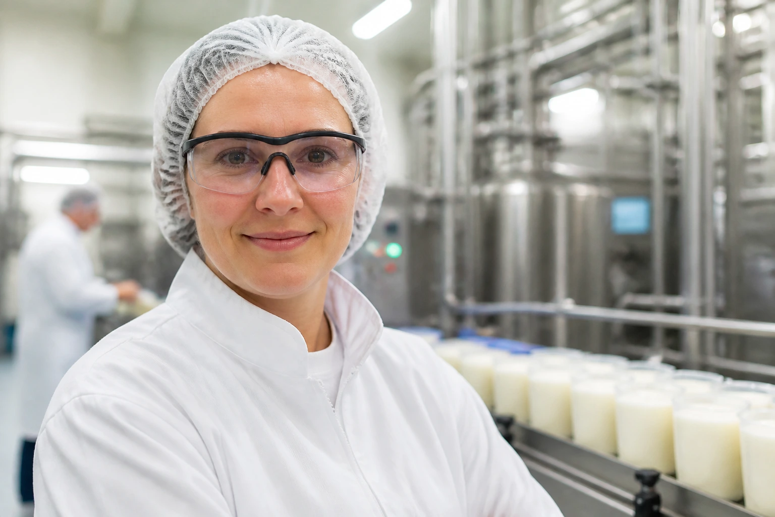 Portrait of a dairy production supervisor at a Saputo facility.
