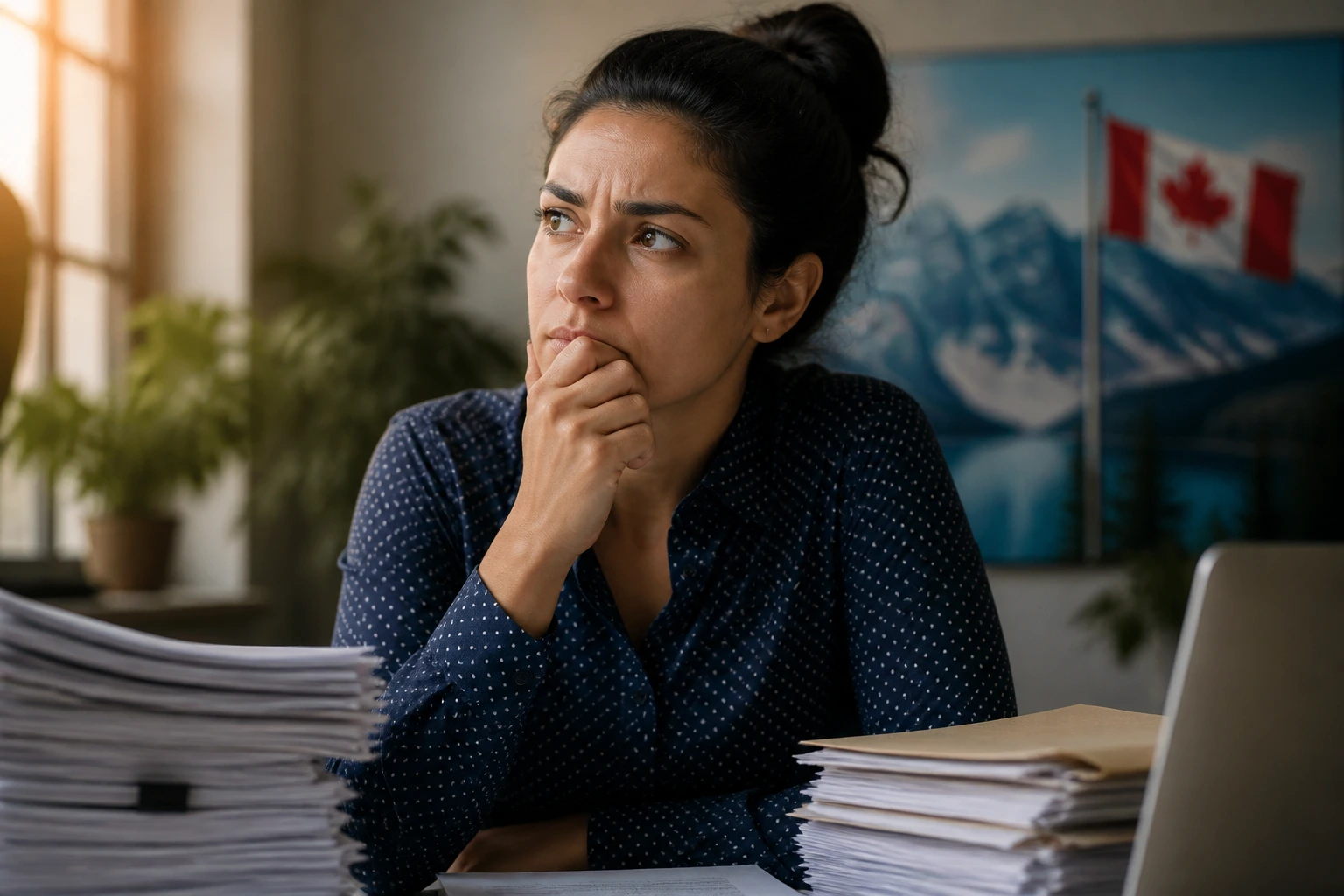 Close-up portrait of a thoughtful professional weighing whether to hire an immigration consultant