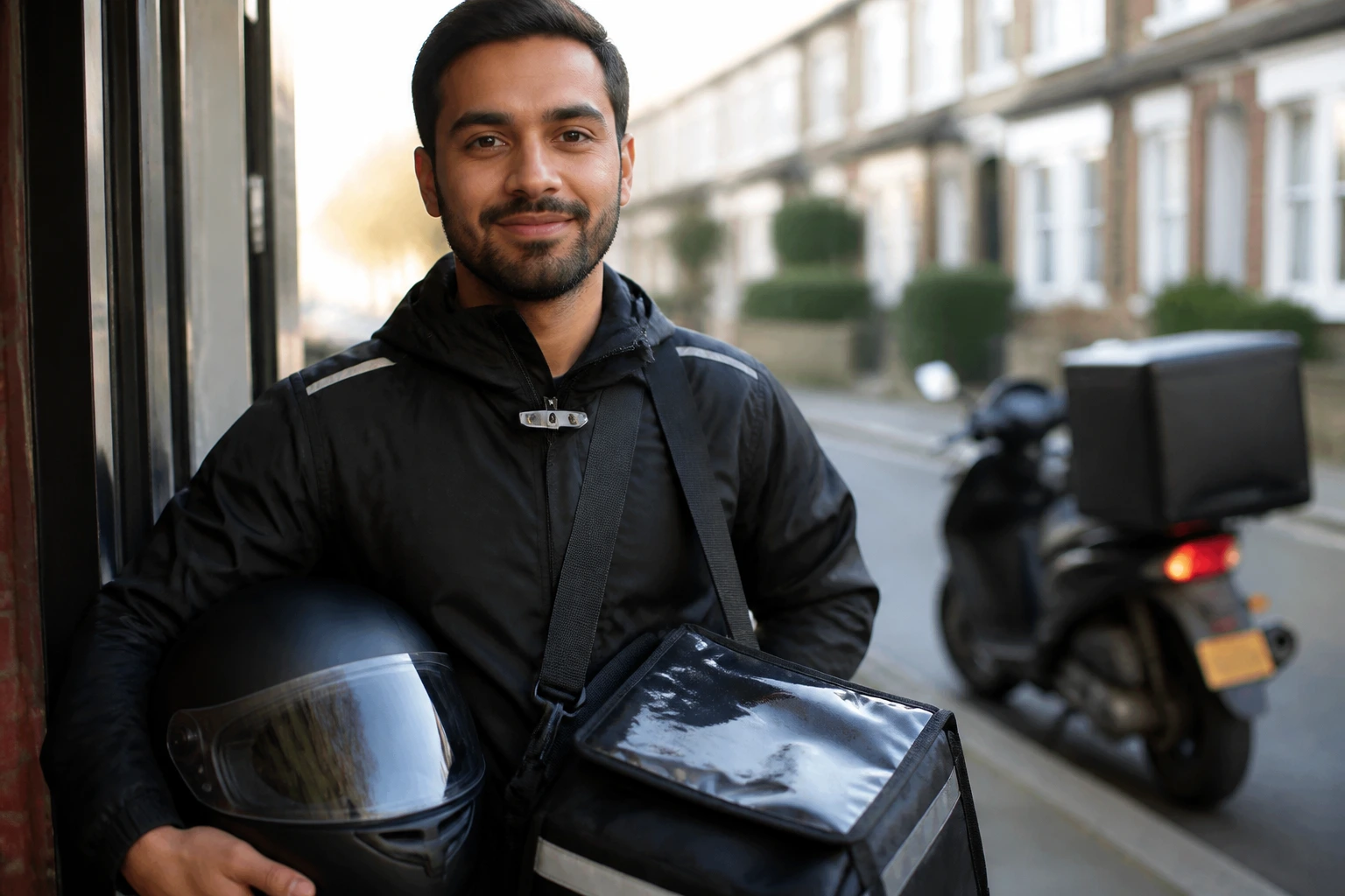 Delivery rider showing clean gear and reliable habits