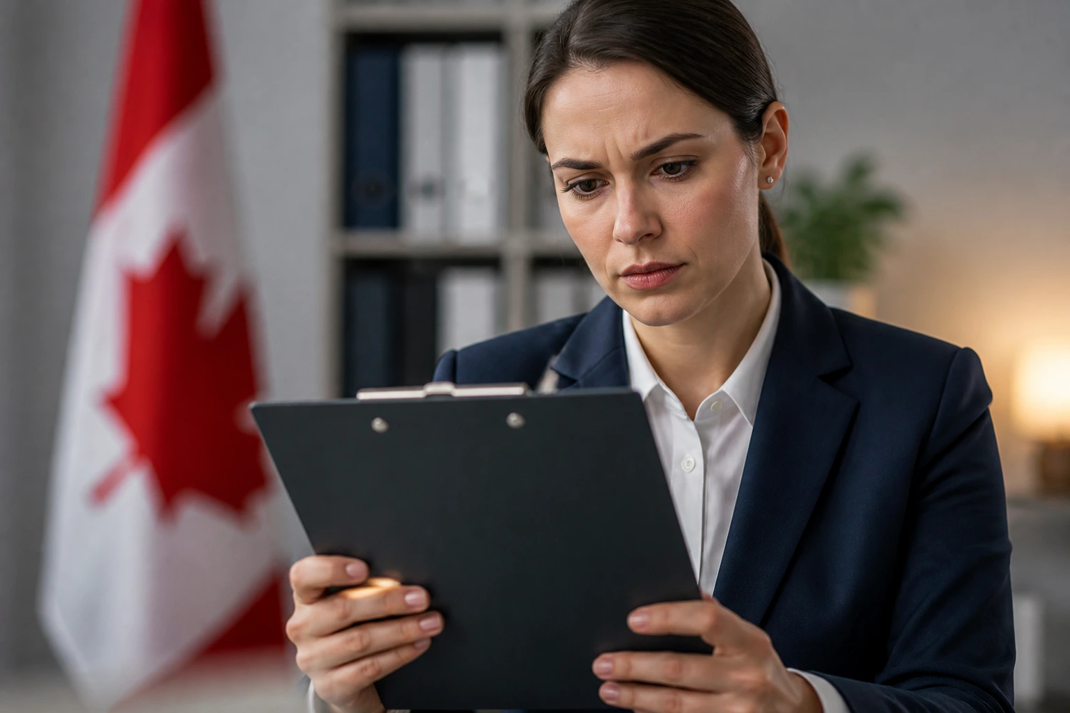Portrait of professional with blank clipboard in office