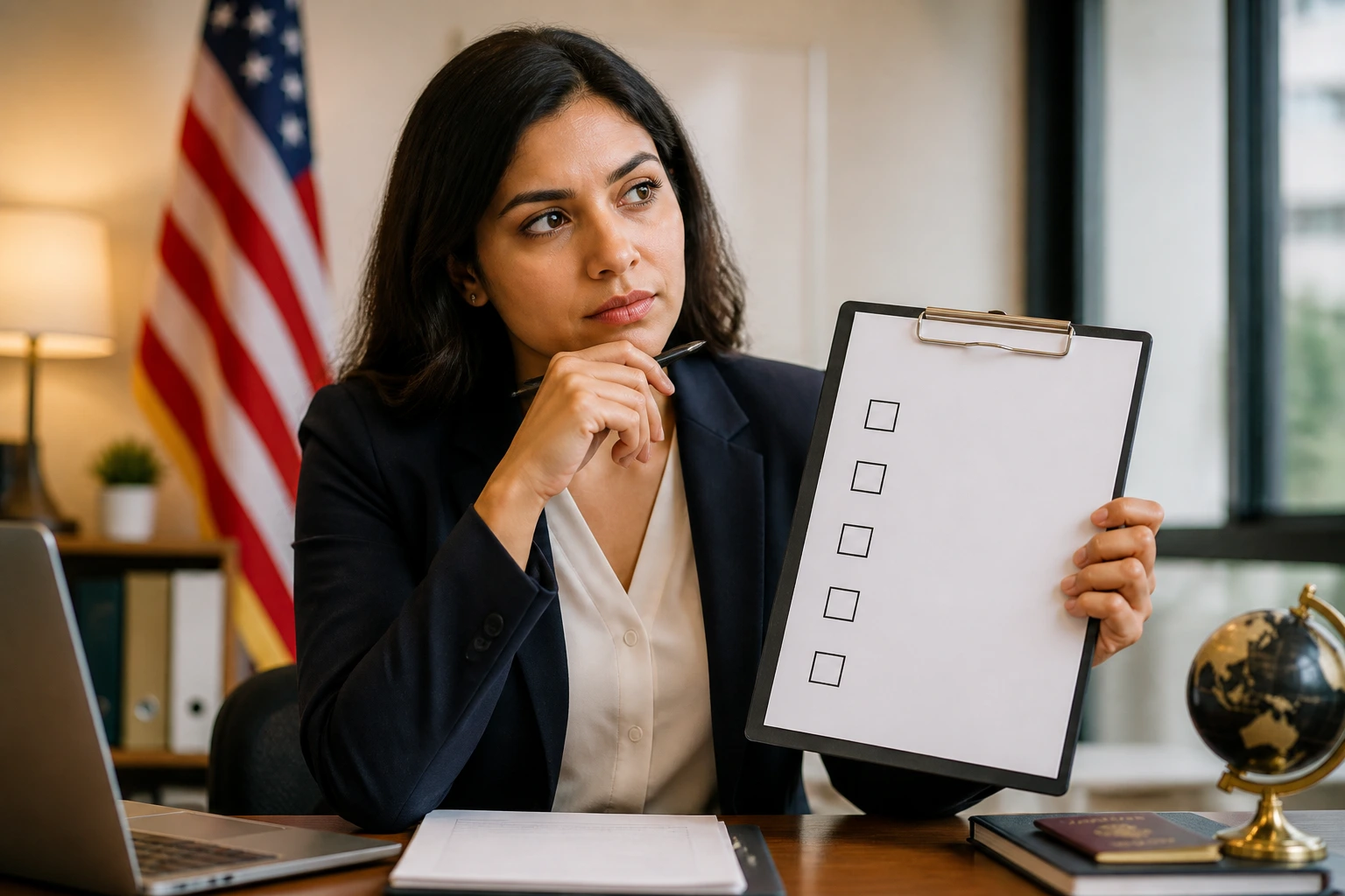 Thoughtful professional considering practical questions about EB-3 sponsorship