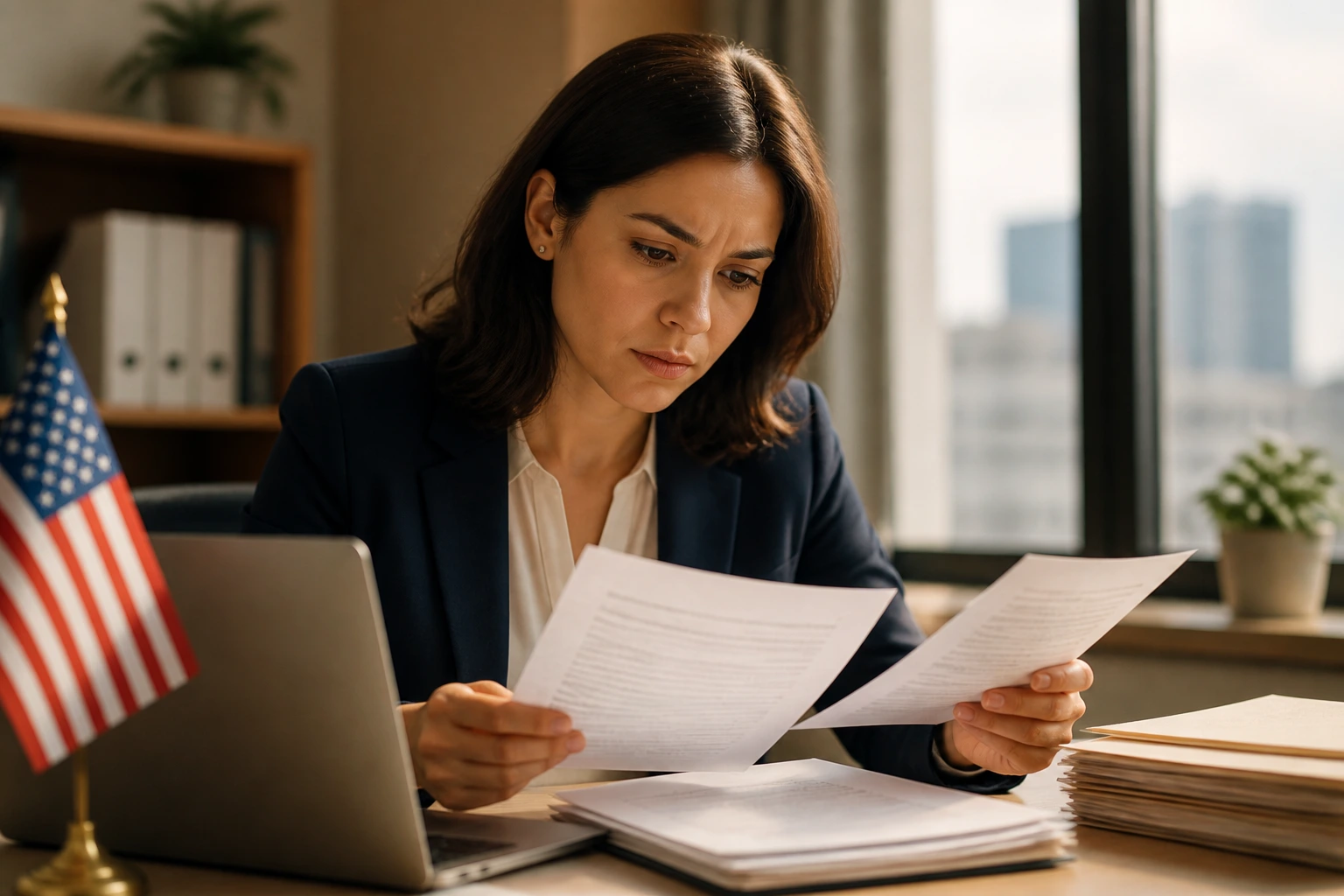 Professional at a desk with documents illustrating EB-3 sponsorship meaning