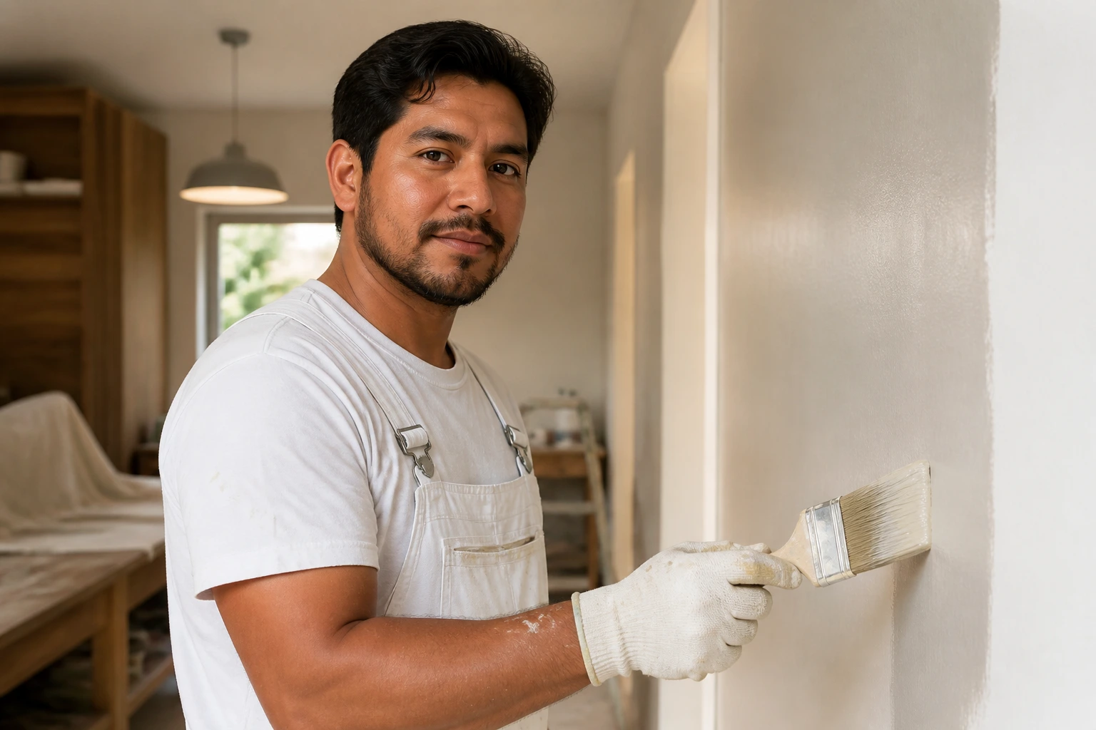 Portrait of a painter in a home interior suggesting long-term sponsorship.