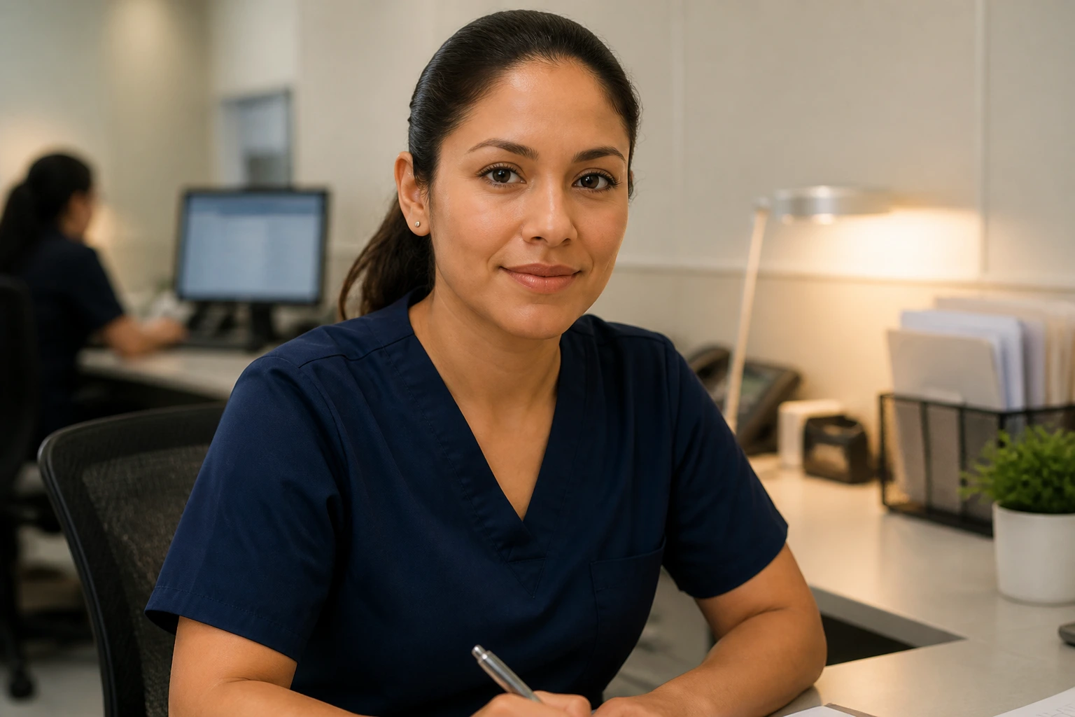 Home health aide portrait in agency office
