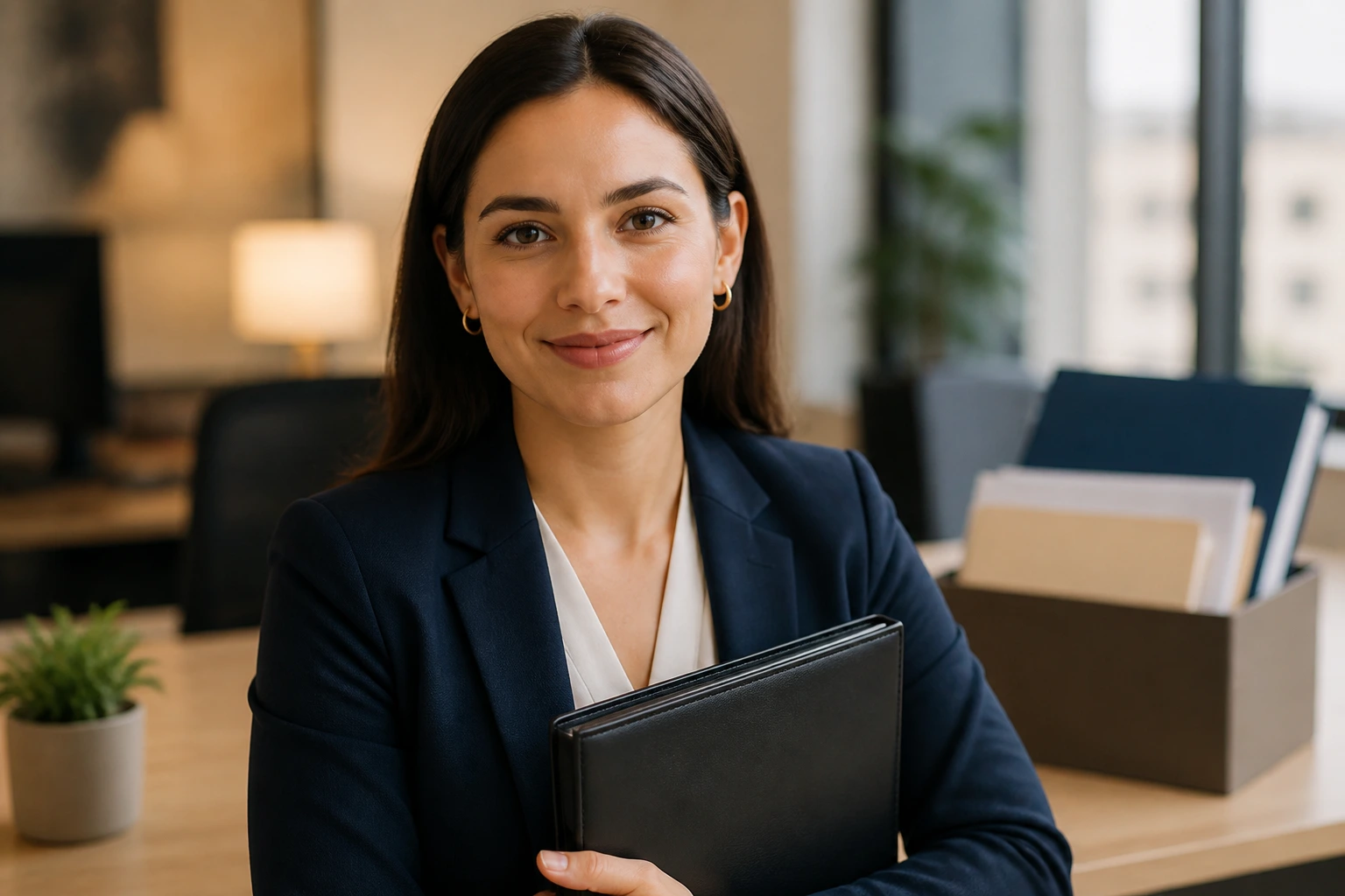 Medium close-up portrait of a professional employee in an office representing employer coverage eligibility