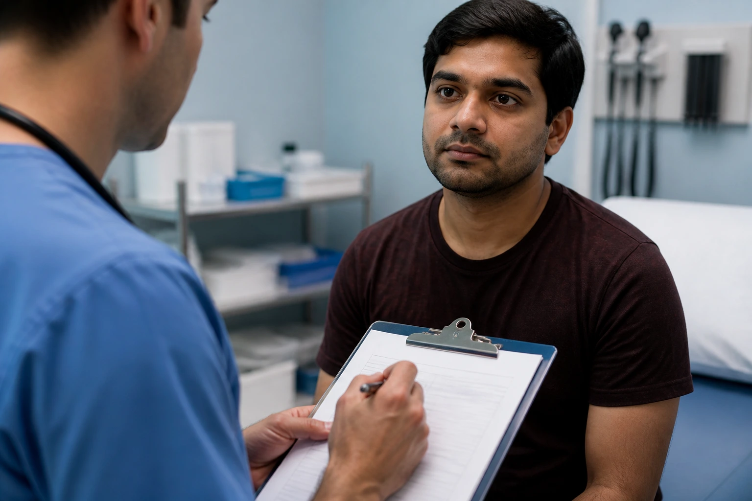 Close-up of a patient in a clinic during examination illustrating typical plan coverage