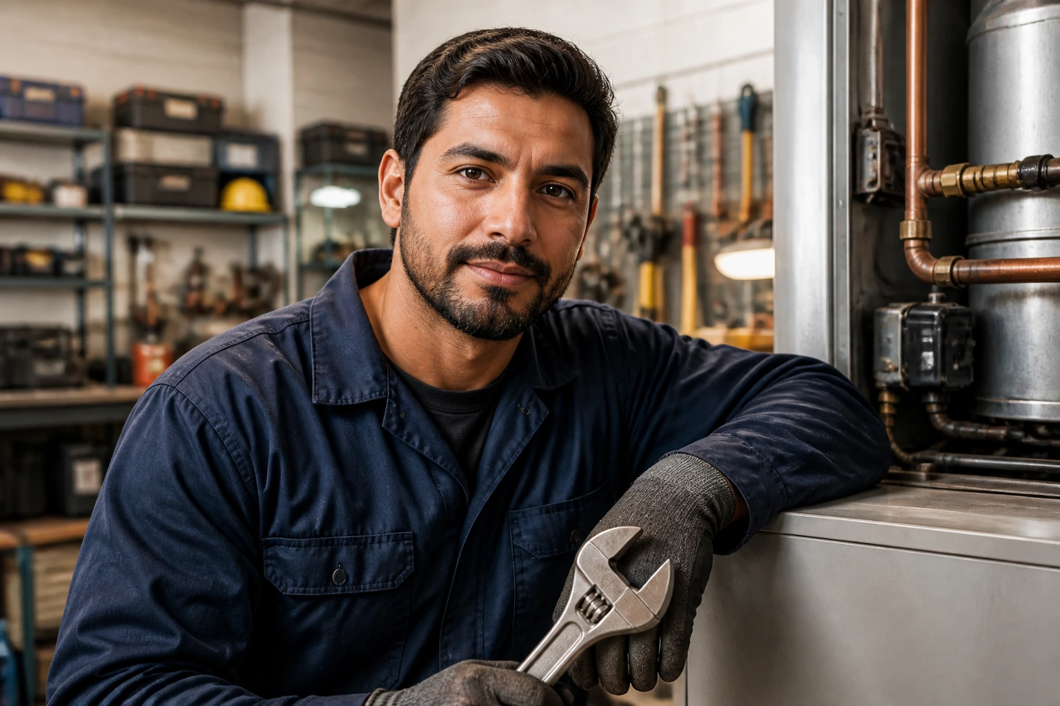 Confident maintenance candidate in a workshop ready for sponsorship evaluation