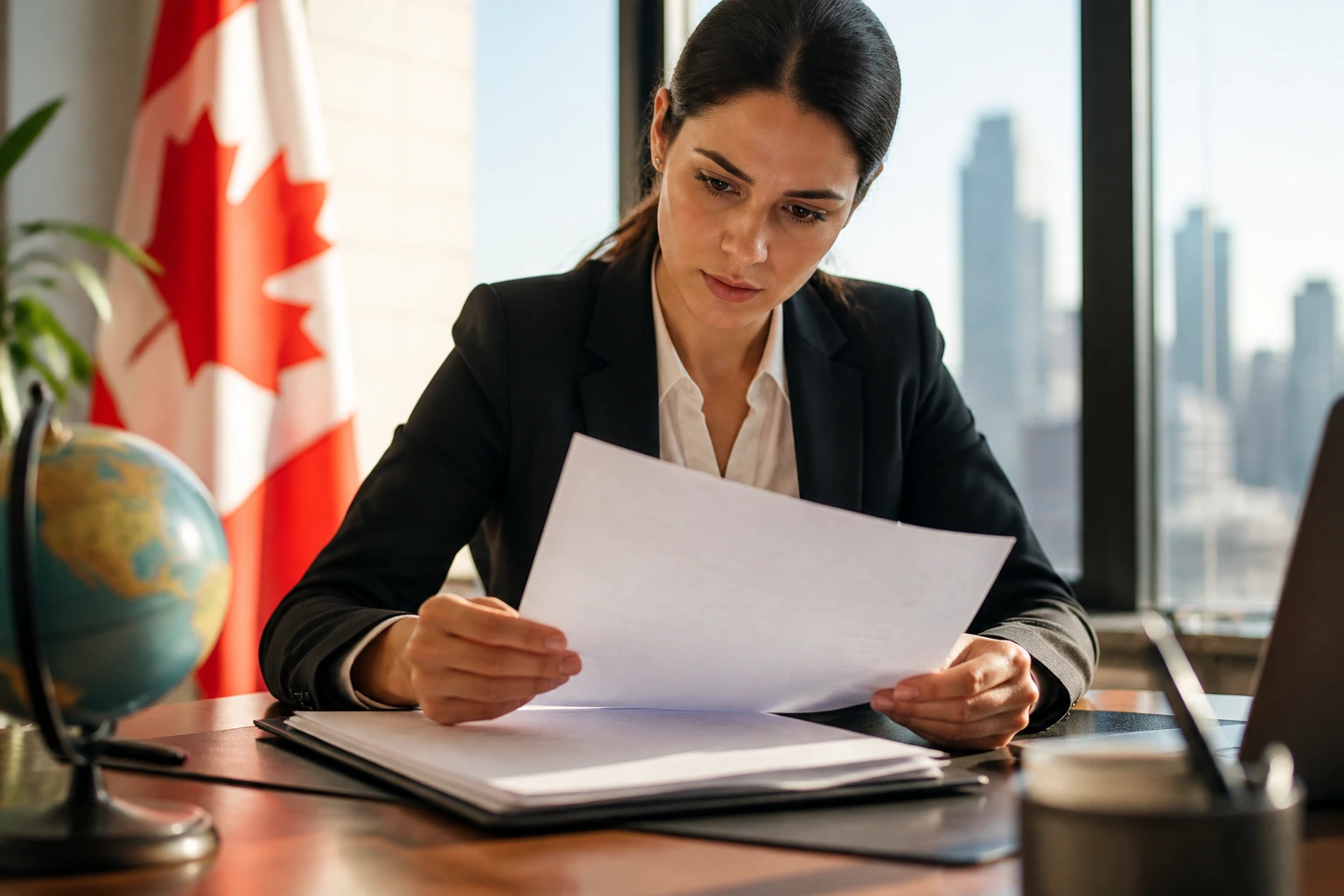 Real person reading a contract on a desk, emphasizing legal review.