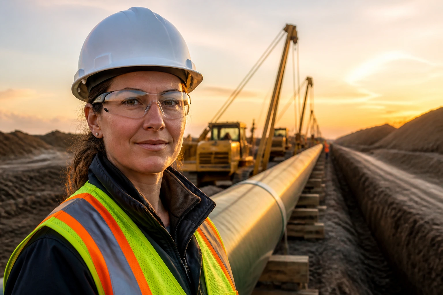 Project engineer near pipeline construction site at Enbridge